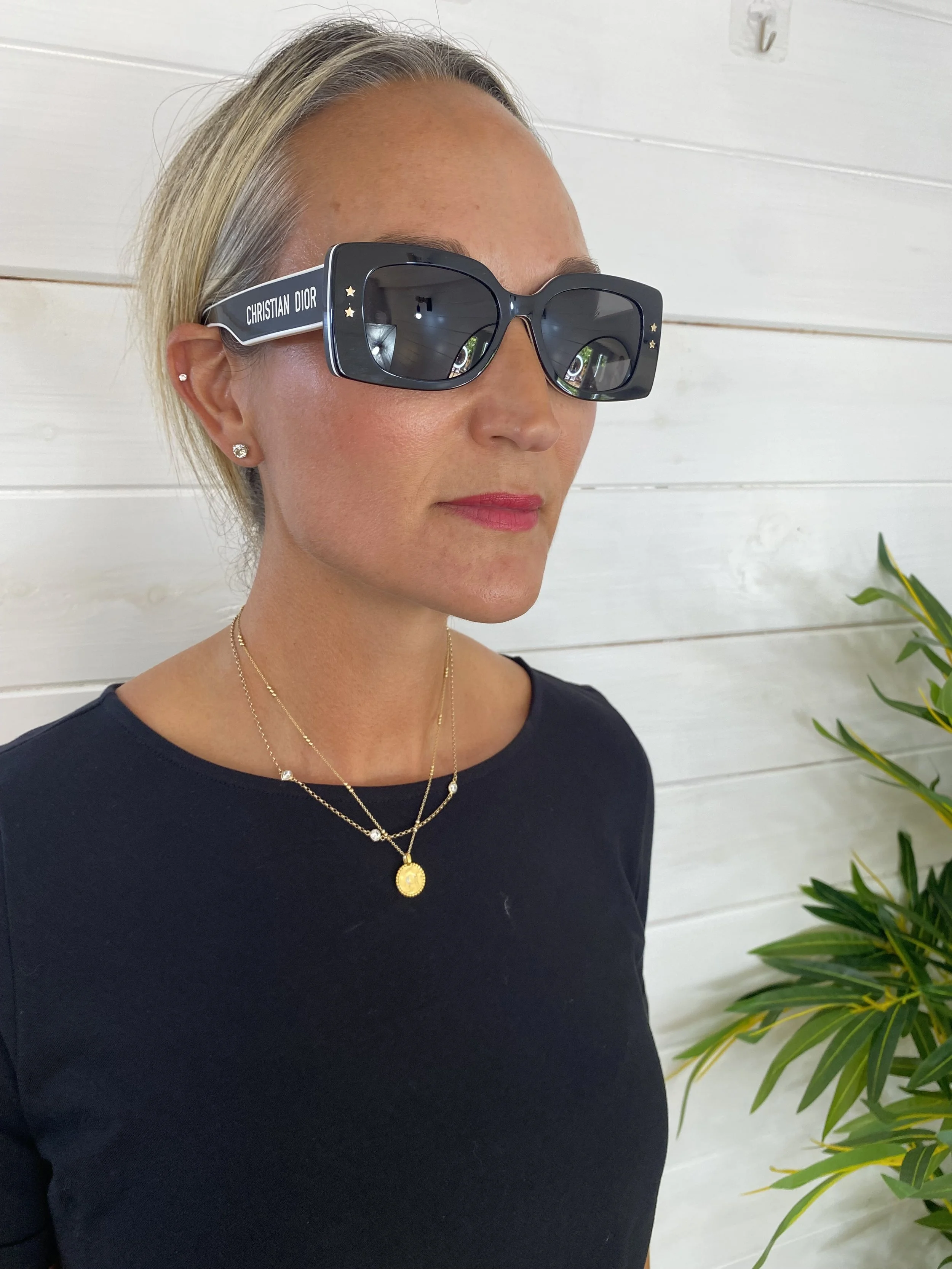Christian Dior 'Dior Pacific' Black & White Sunglasses