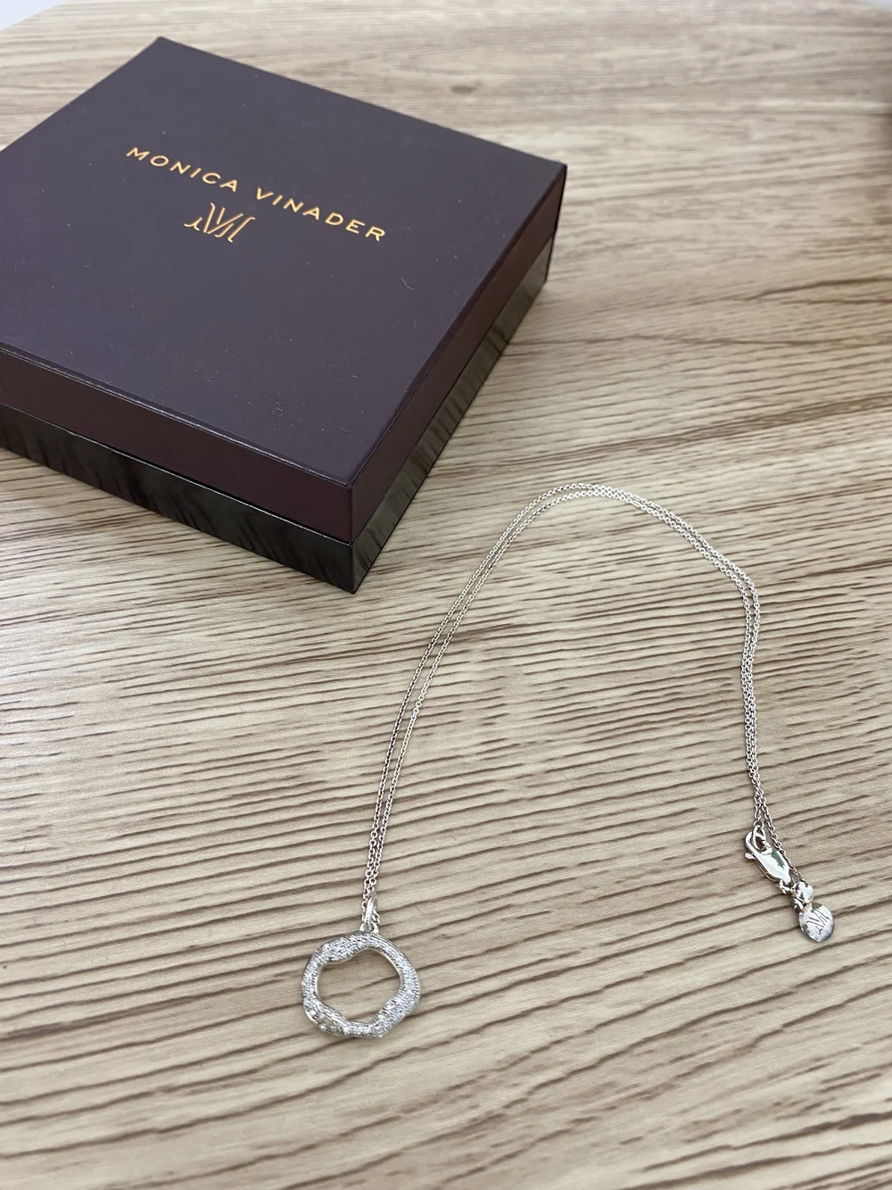 Diamond Necklace Monica Vinader Silver Linear Solo Diamond