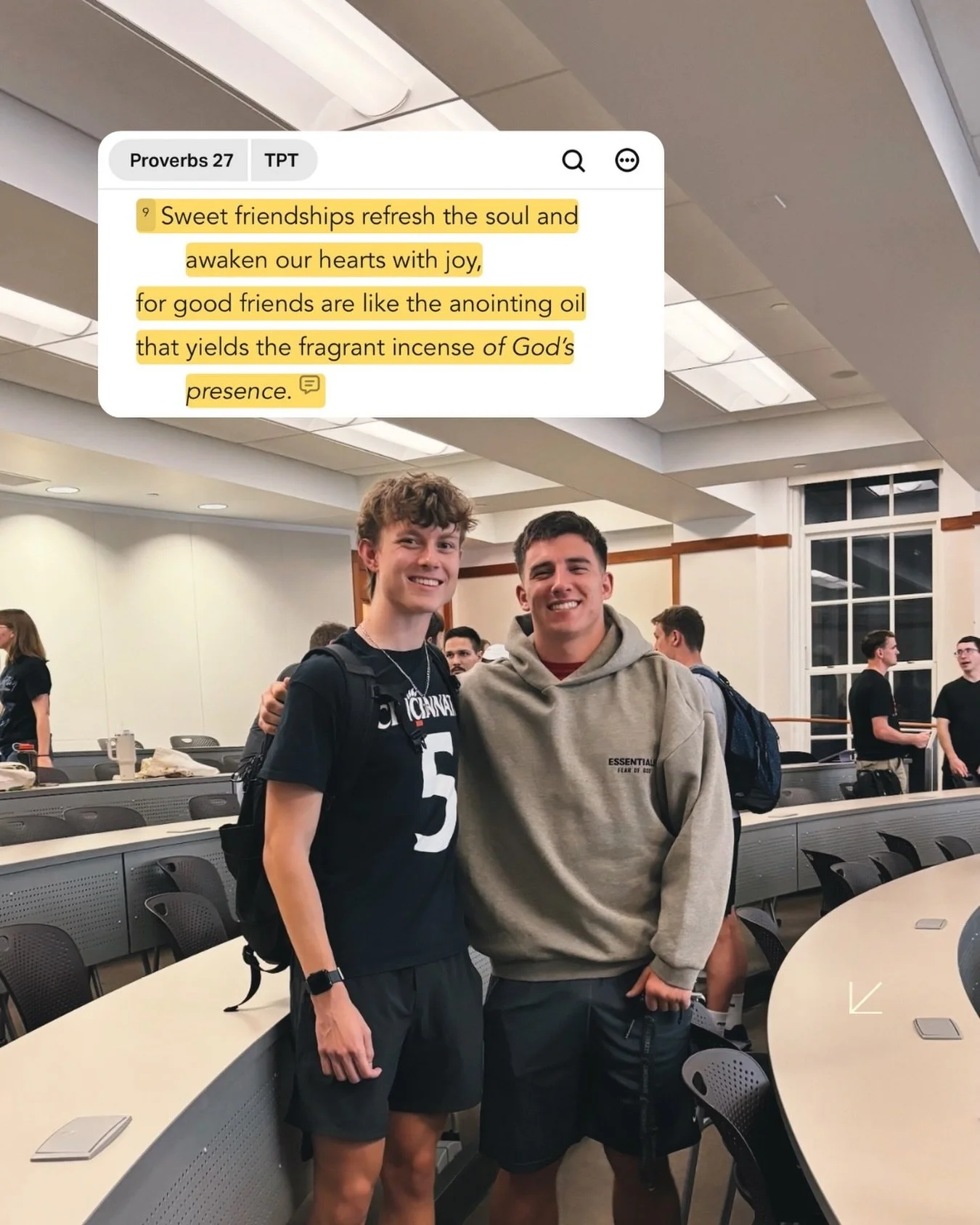 we need good friends 🤝

a good friend helps us navigate hard times in life, brings joy, and provides sound, spiritual guidance in all seasons.

the sweetness of a good friend brings refreshment to the soul just as sweet perfume delights the senses.
