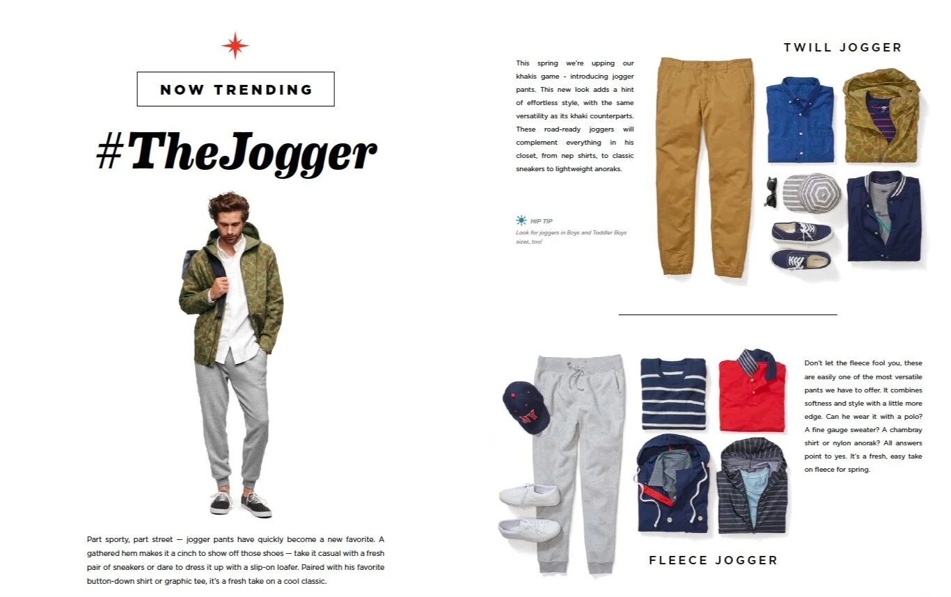 old navy trend magazine - men's jogger styling