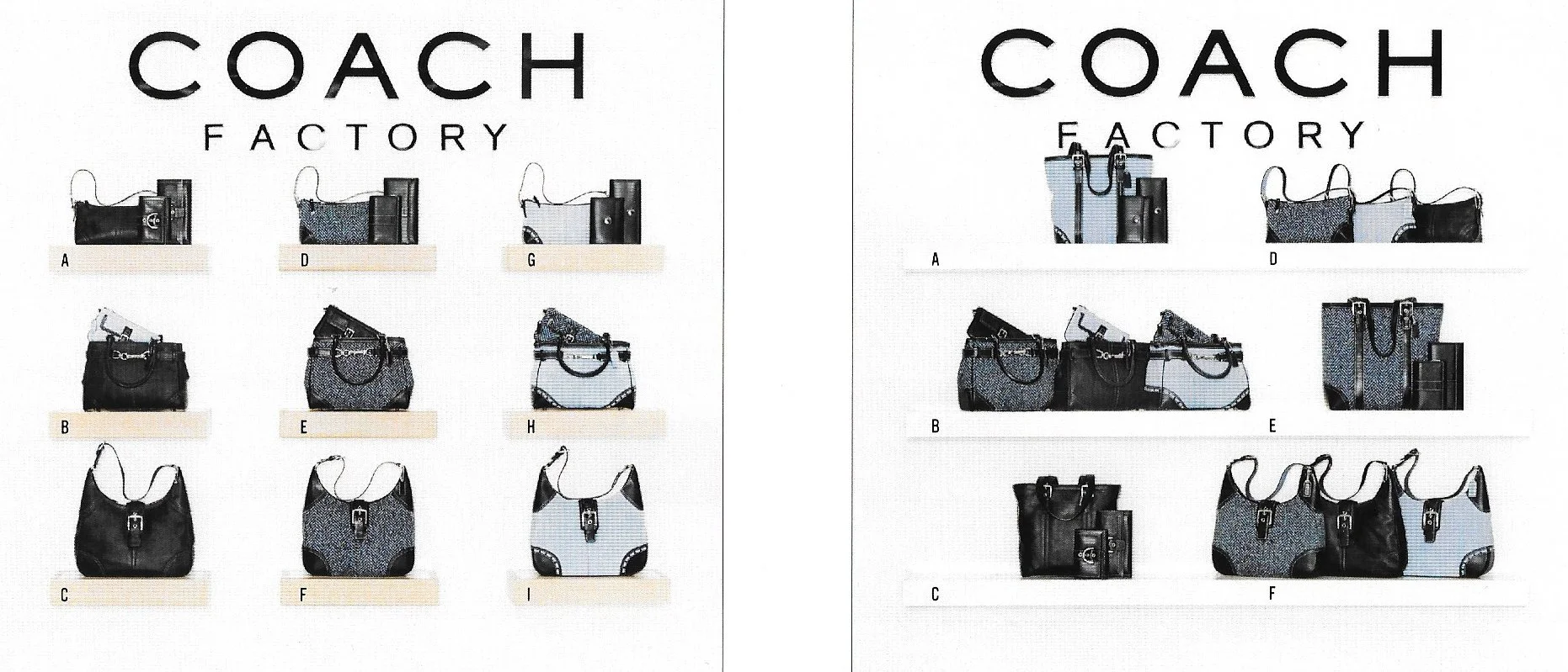 coach factory display wall - tweed collection