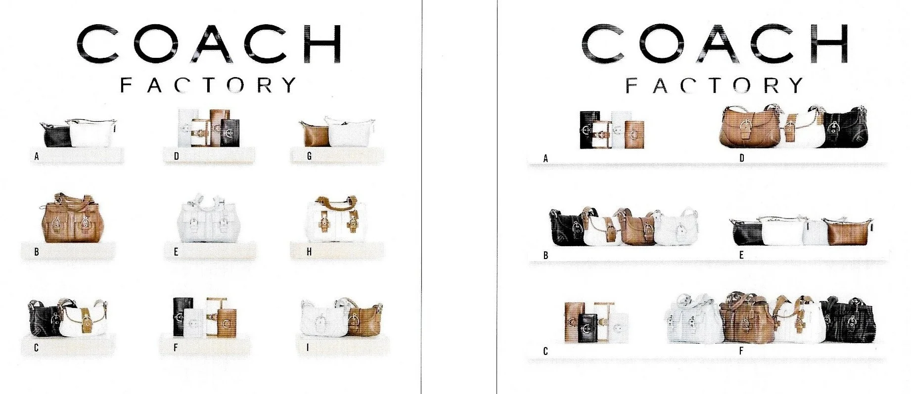coach factory display wall - soho collection