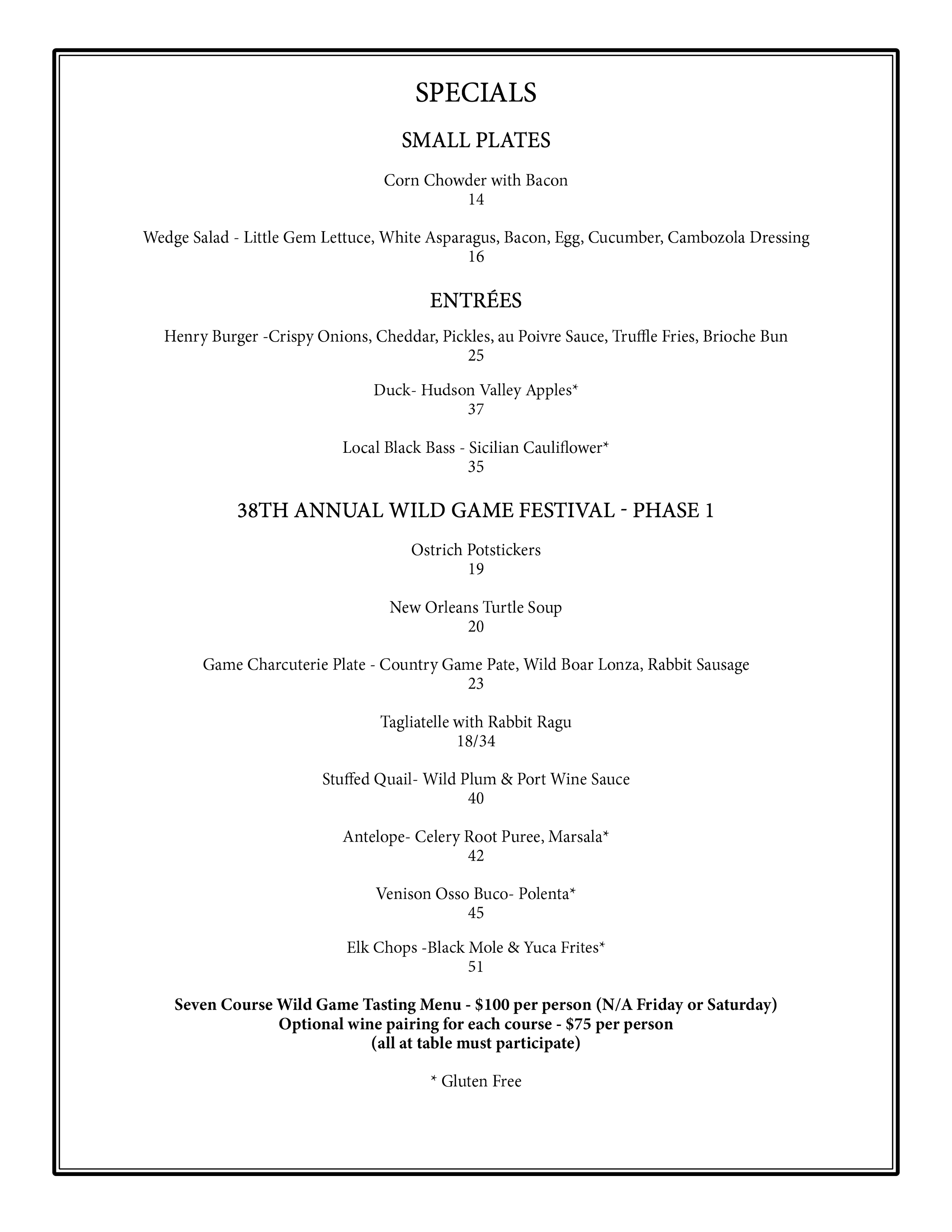 Specials — Henrys End