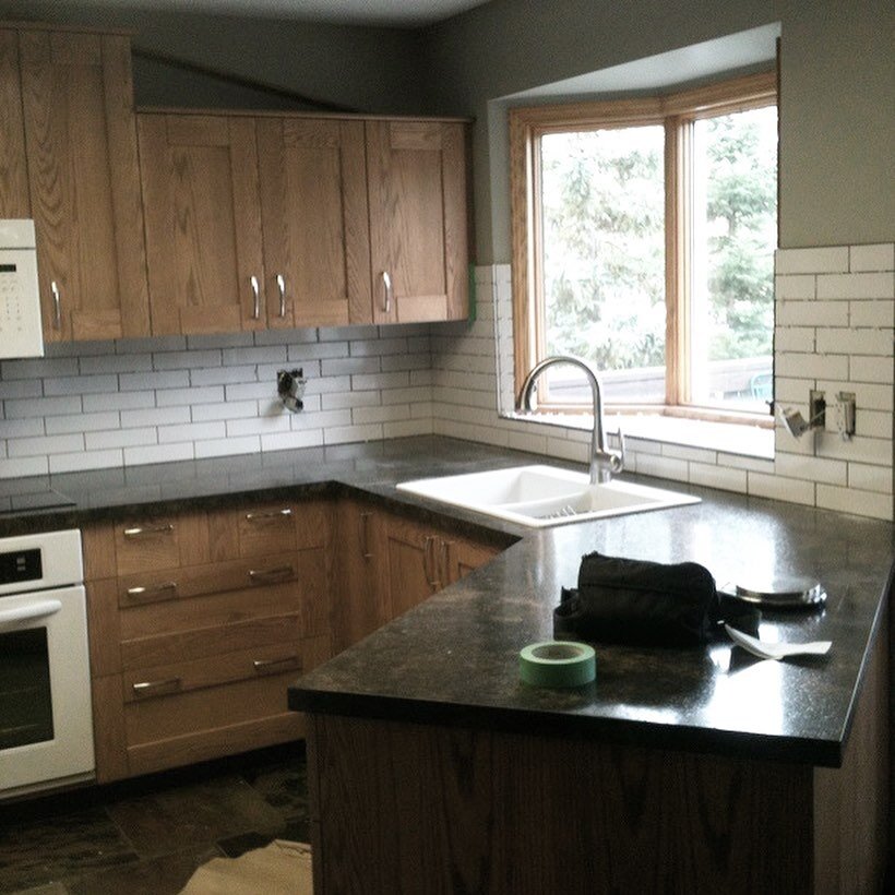 Kitchen renovation we did in St Albert - those counters are 30” deep for added prep space. We also built 14” deep uppers for added storage