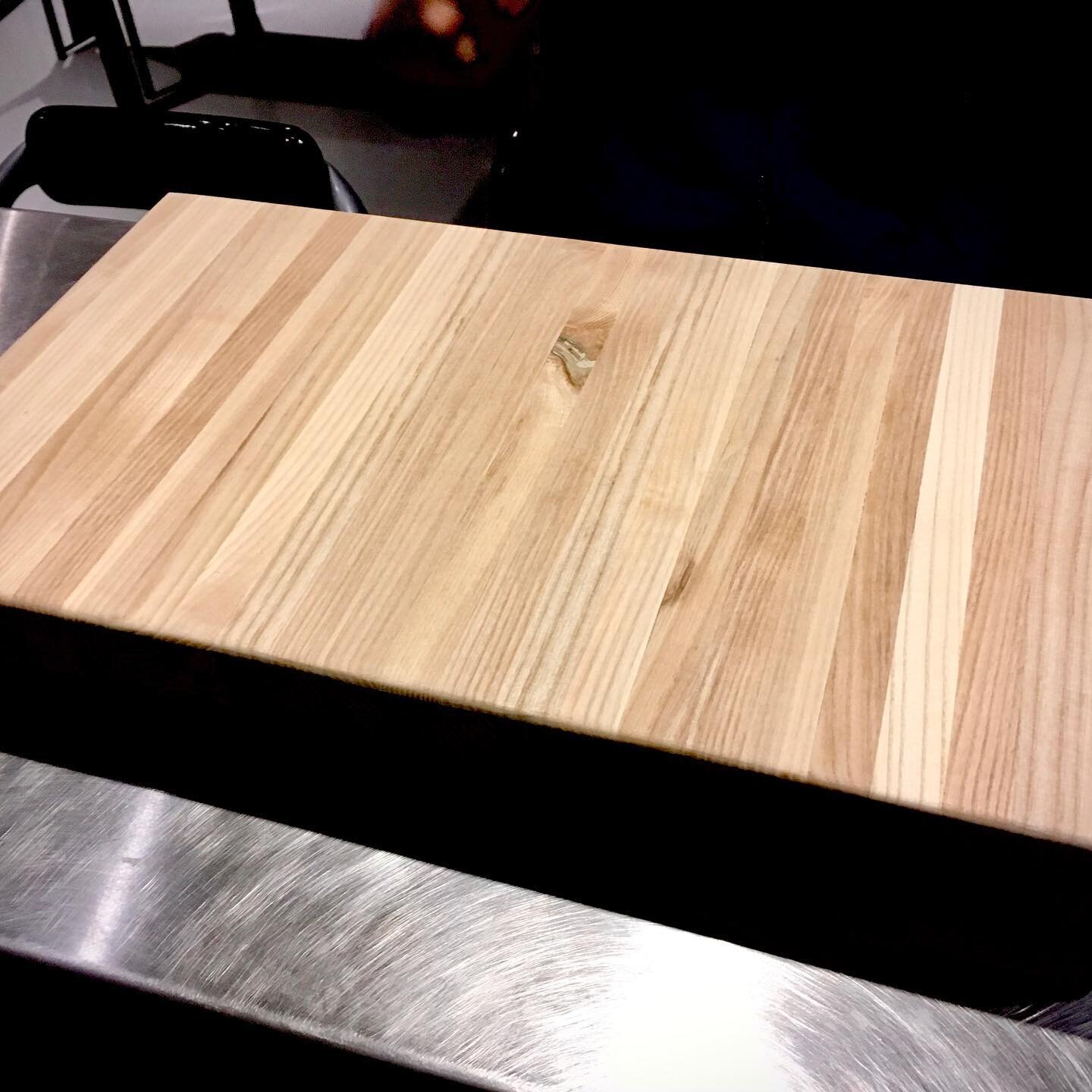 This serving tray is made from excess ash hardwood flooring.