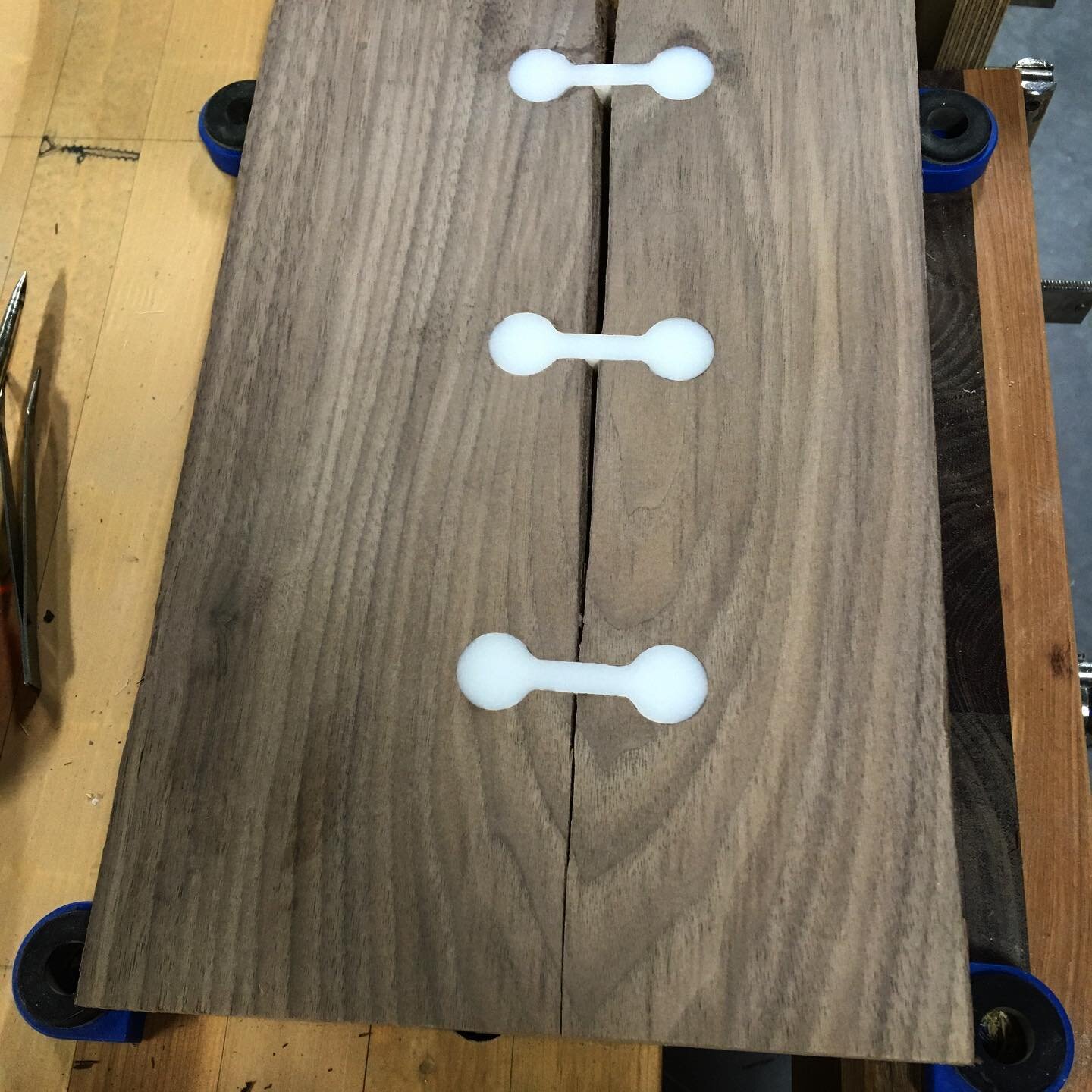 Upcoming project! Combining HDPE plastic dogbones with walnut