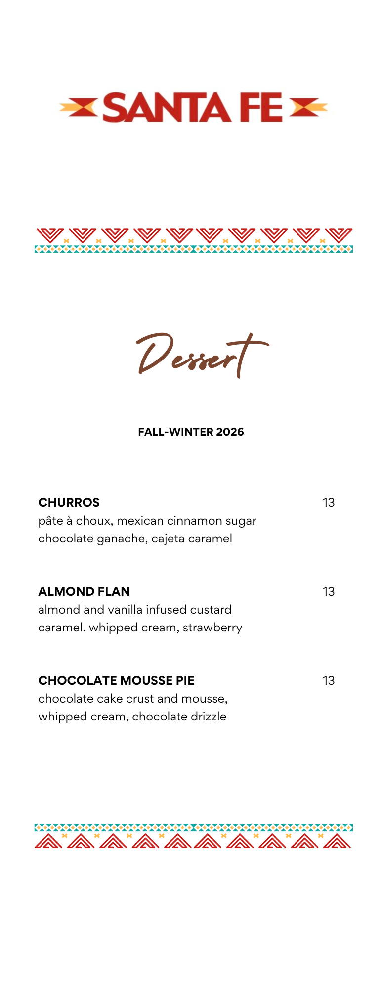 Lunch Menu — Santa Fe Restaurant