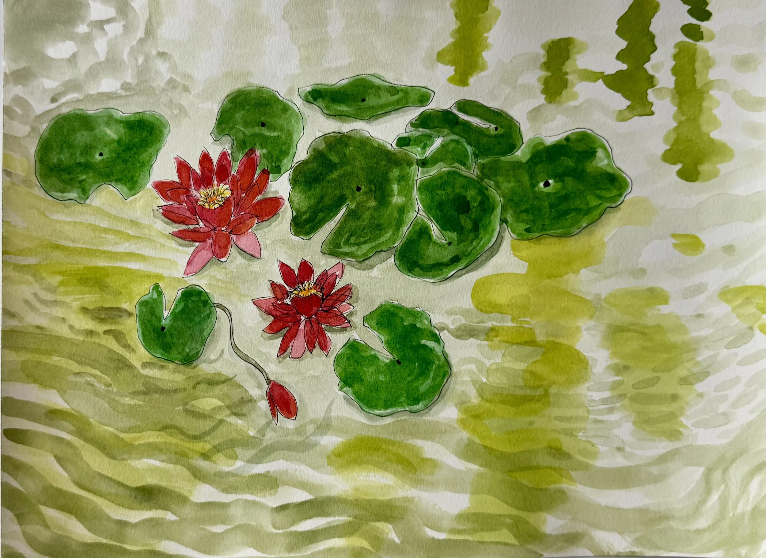 Chateau Le Pin Lilies, watercolor, 2025, 8 x 12 inches