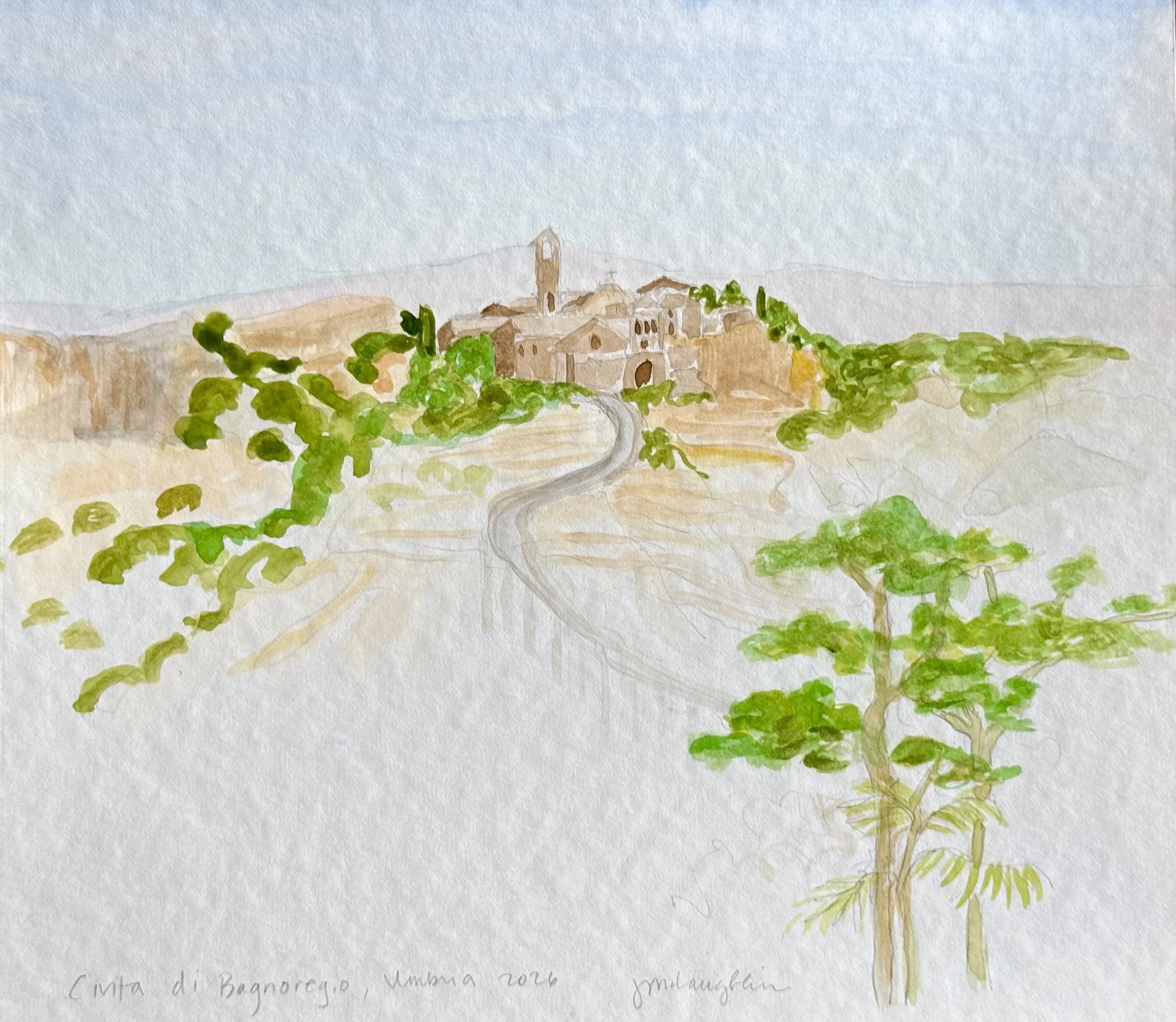 Civita di Bagnoregio, watercolor, 2026,  8.5 x 12 inches