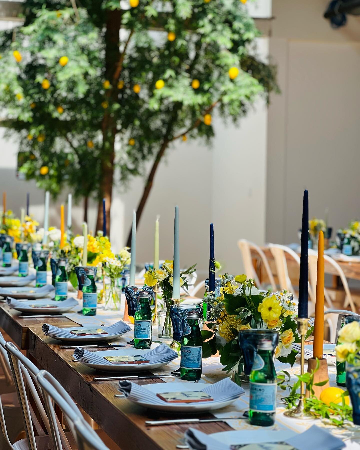 The most gorgeous Almafi coast themed rehearsal dinner in our event space, perfectly styled by @elliestyled. Loving those 🍋 in our tree! 

@elliestyled 
@trendeventrentals 
@itstheflowerhouse 
@bbjlatavola 
@tablescapeschgo