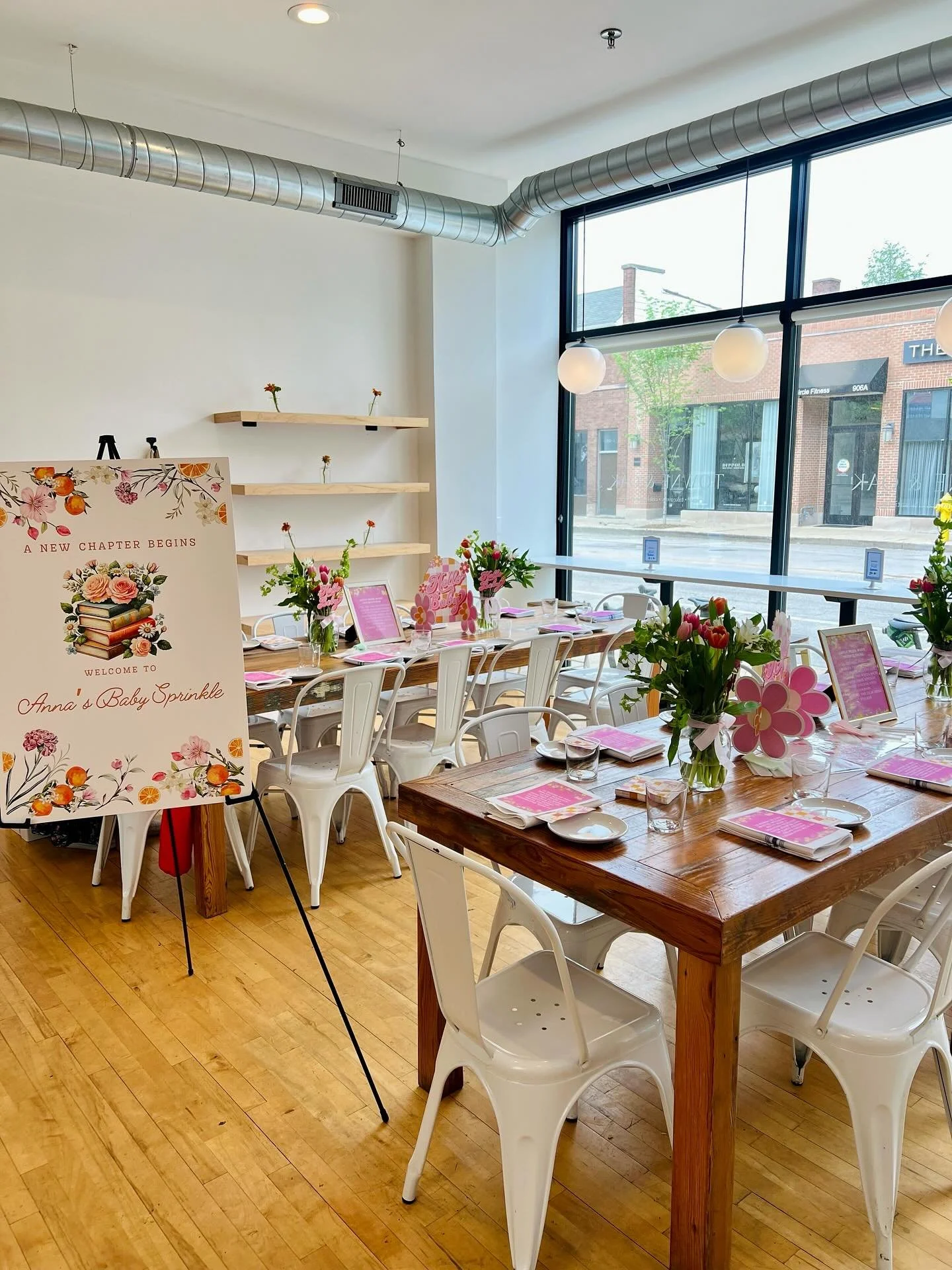 A new chapter begins 📚💕 The cutest baby sprinkle in our cafe space. We host reservations in the cafe for up to 22 guests. Emails events@towneandoak.com to inquire now!