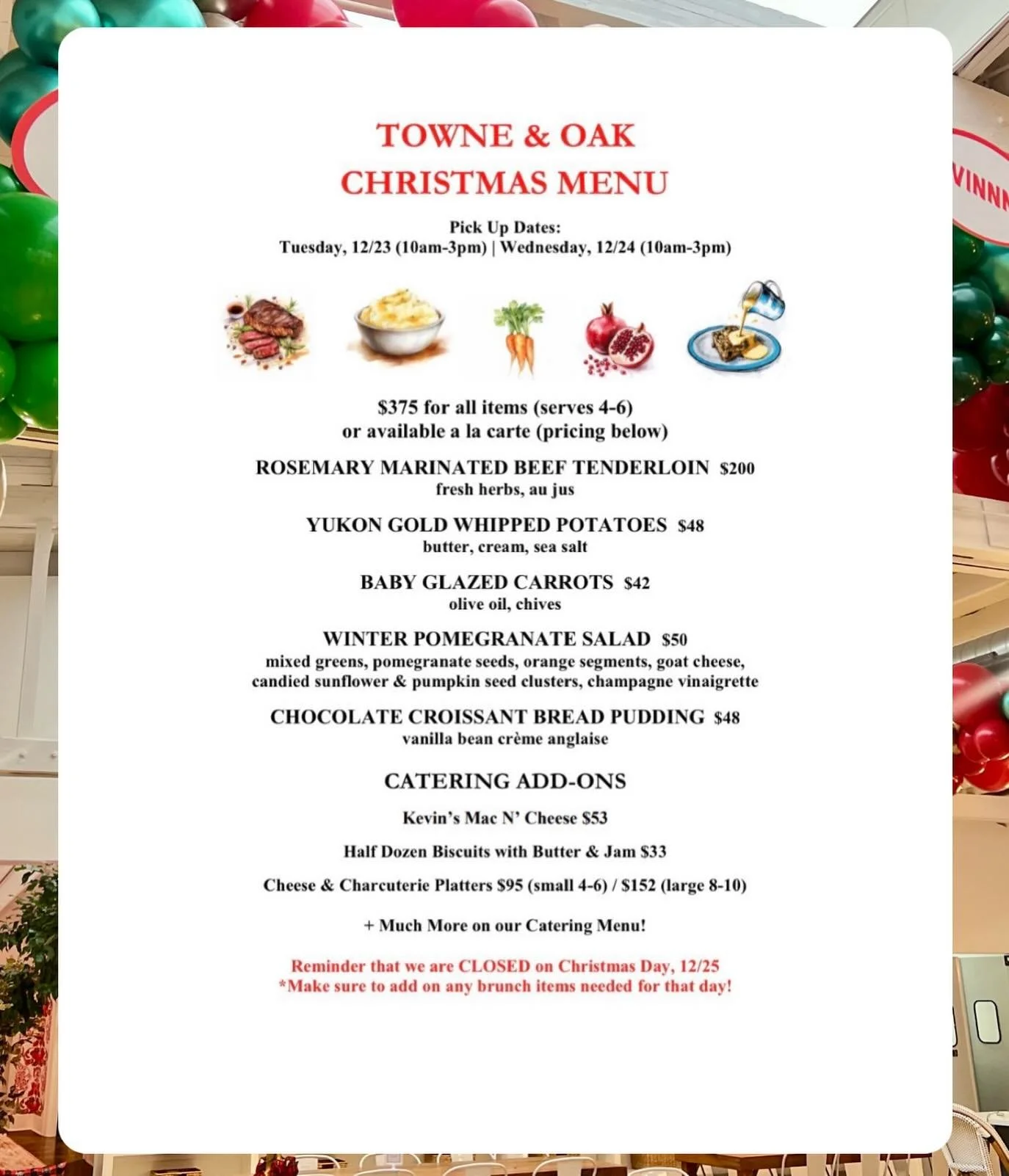 It&rsquo;s time to place your Christmas catering orders! 🍽️🎄 Order your favorites by December 20th, for pickup on 12/23 or 12/24. Reminder we are closed on Christmas Day. Link in bio to place your order. HO HO HO!