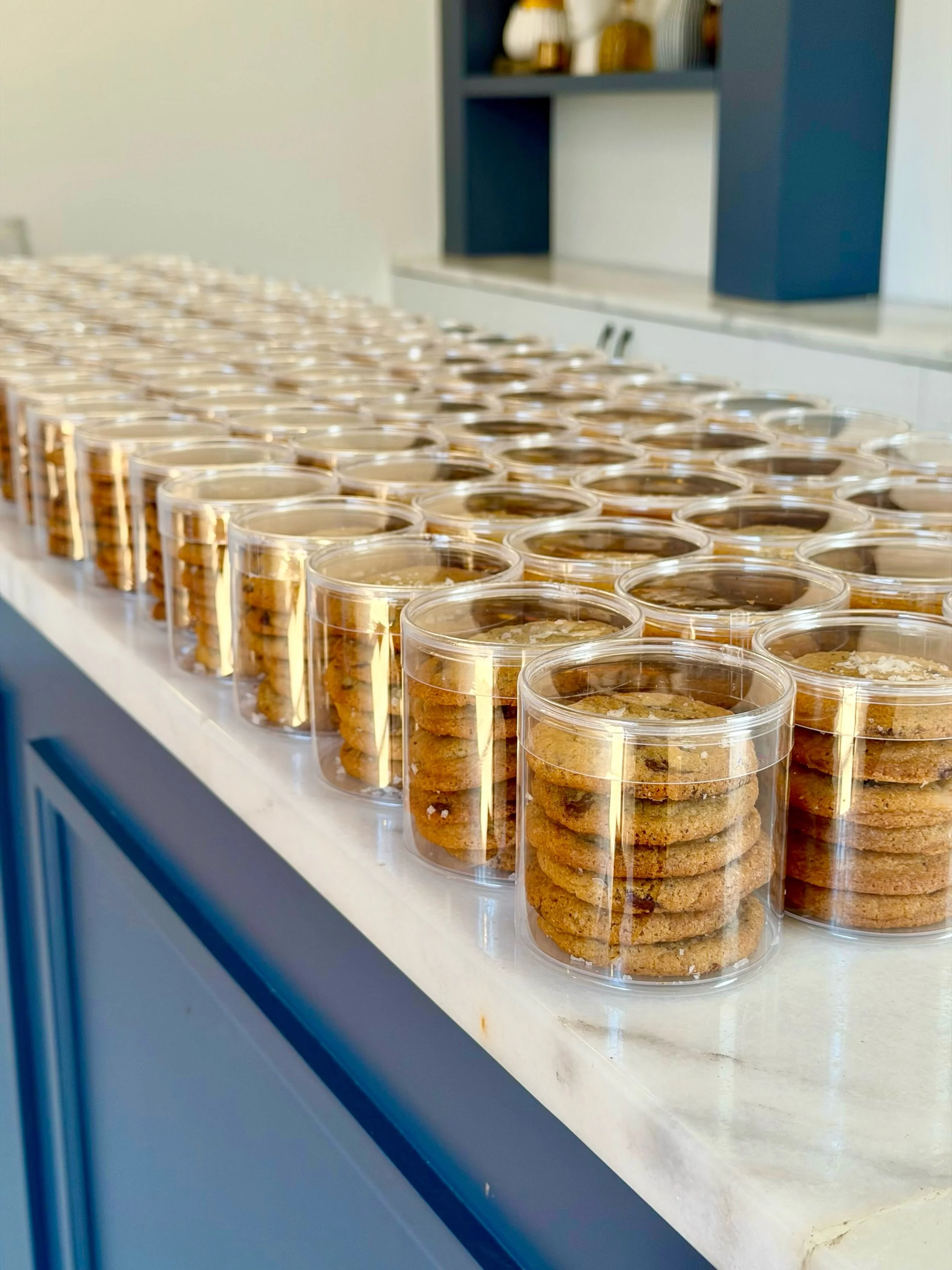 Custom catering order! 600 mini housemade chocolate chip cookies packed and ready for hotel welcome bags. The sweetest addition 🍪 Email events@towneandoak.com to place your next custom order now!
