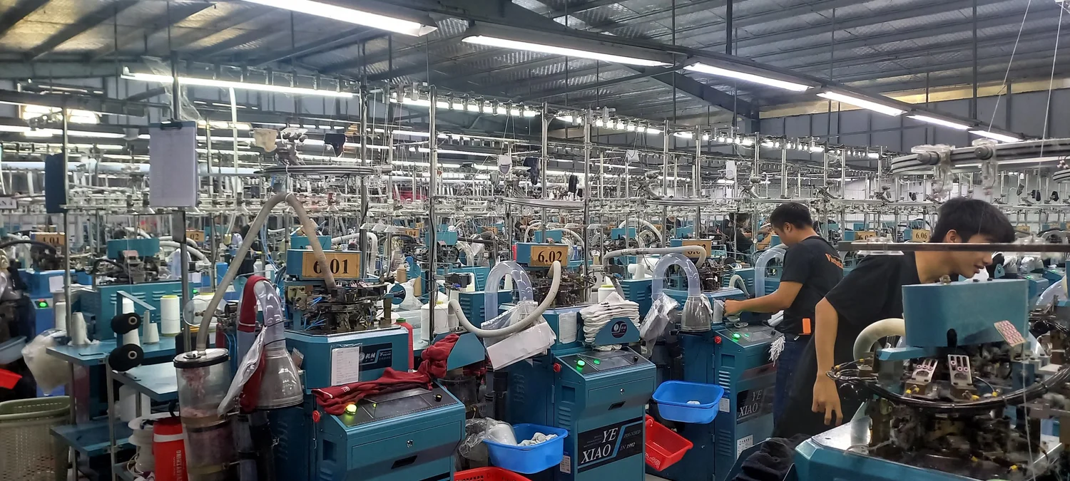 Production line inside a sock factory in Binh Duong, Vietnam