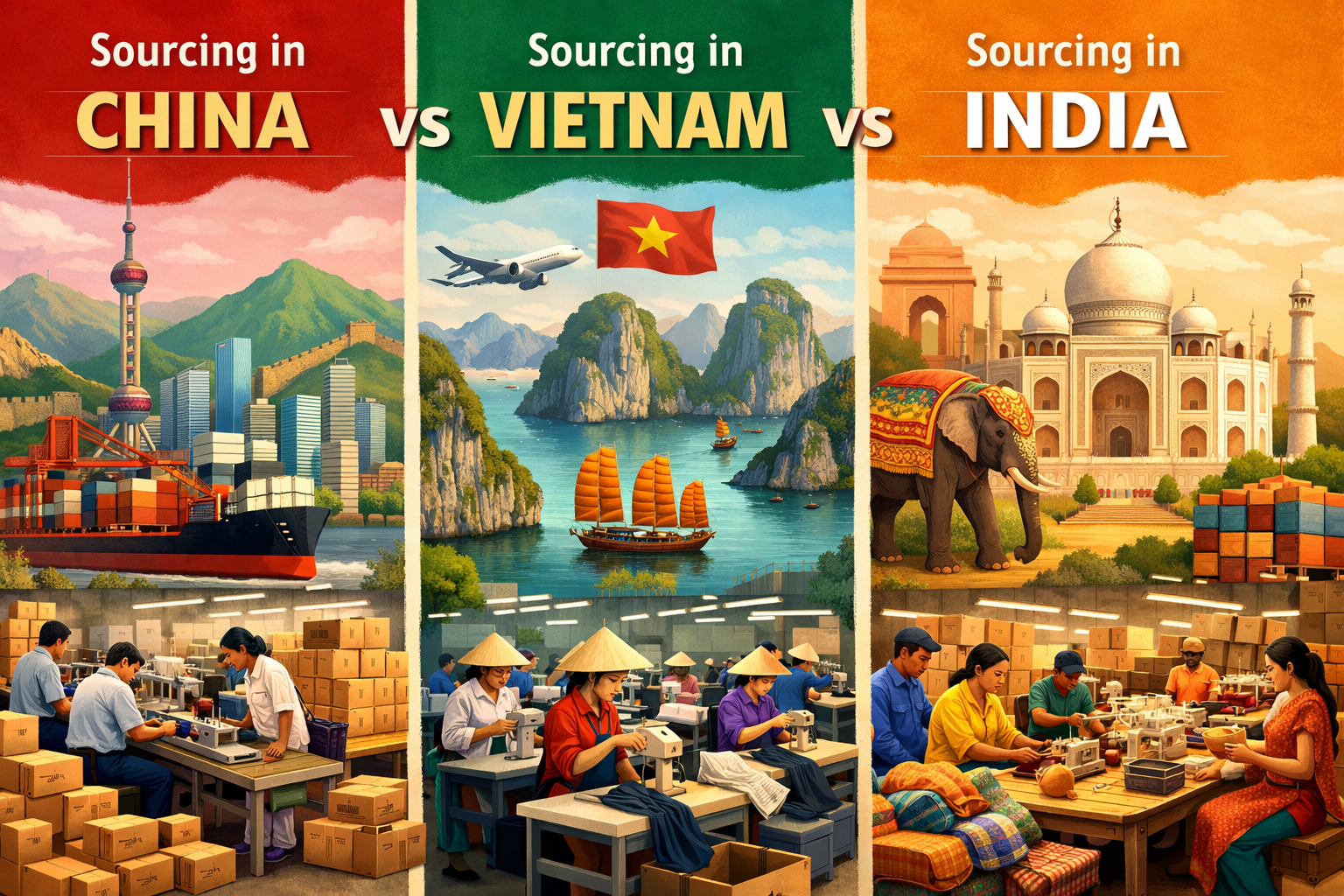 Vietnam vs. China vs. India Product Sourcing // Complete Manufacturing Comparison Guide
