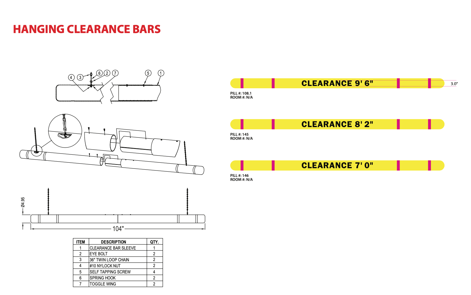 hanging clearance bars