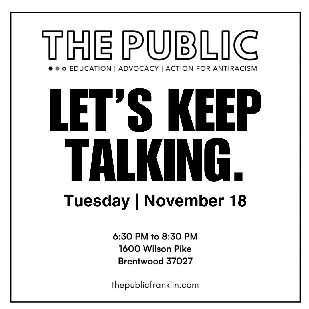 Our country keeps giving us so much to talk about when it comes to injustice and racism. 

So, we&rsquo;ll keep talking, learning, and advocating. 

See you at our November Gathering on Tuesday, November 18.