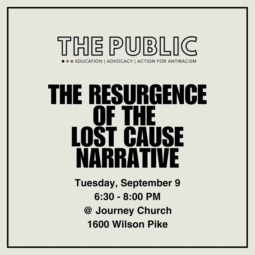 We&rsquo;re back! And we have a lot to discuss! 

Join us next Tuesday, September 9th for an open discussion about the ways the Lost Cause Narrative is re-emerging in cultural conversations and what that means for us. 

Join us! 
Tuesday, September 9