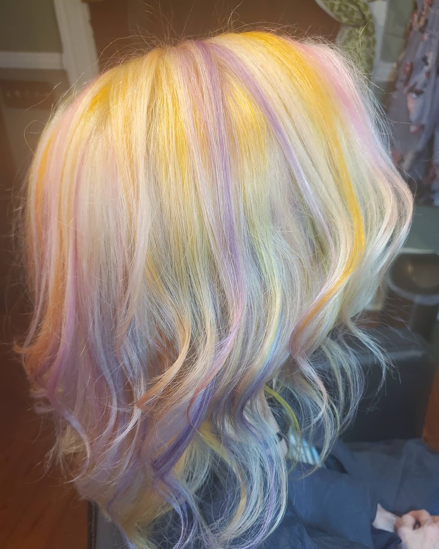 Loving this trippy rainbow hair! #HairySituation #rainbowhair #olaplex #uptownbeauty