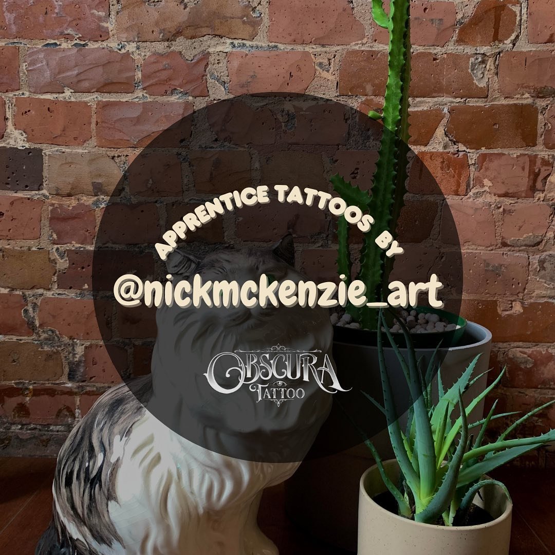 Our apprentice @nickmckenzie_art is now taking appointments for tattoos! You can DM us for the booking link or find it on our website 🤝
