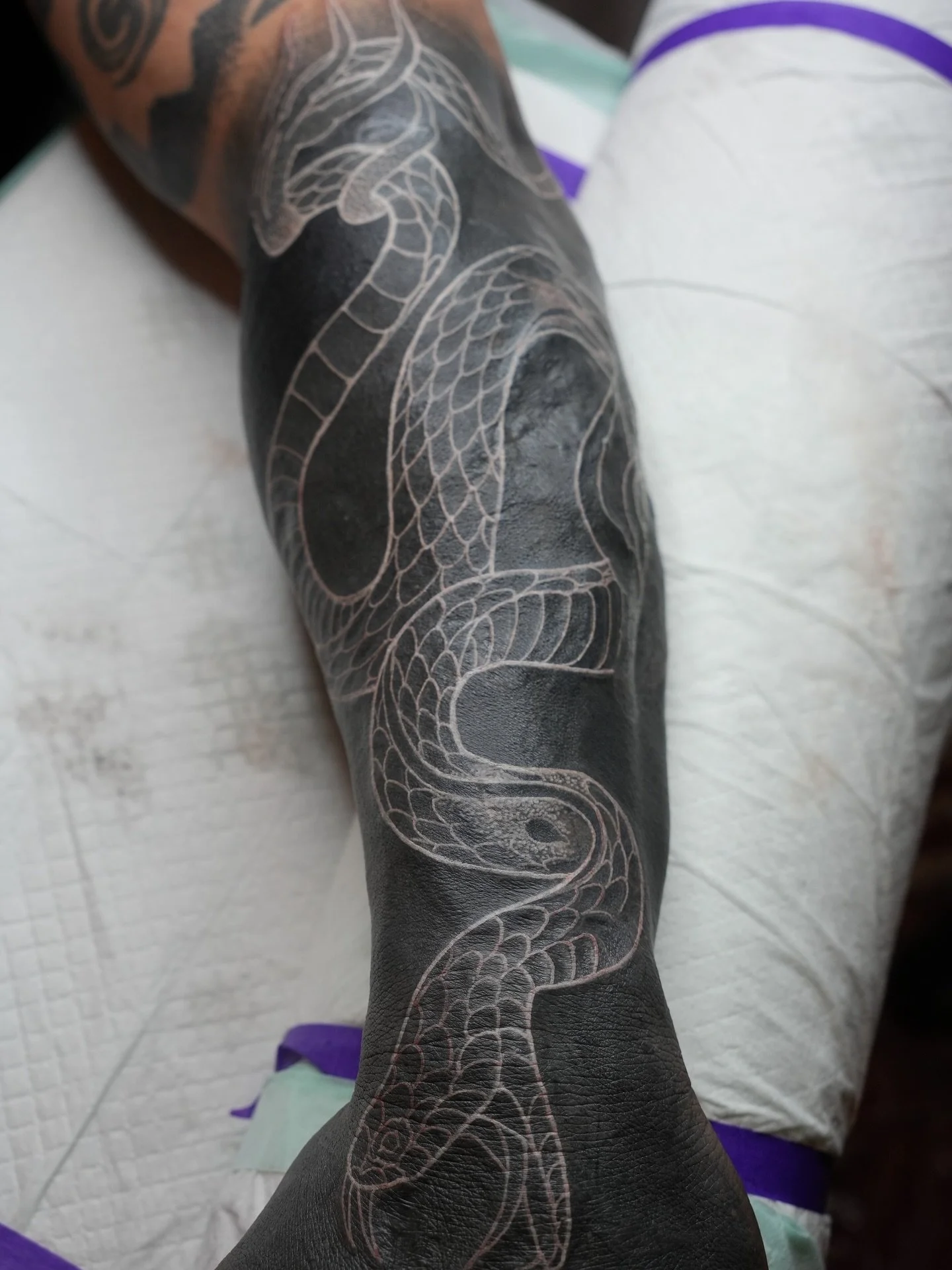 White over black second pass ! done by @mariah.landers 
.
.
.
Artist: @mariah.landers 
Studio: @obscura.tattoo 
.
.
.
#whiteoverblacktattoo #blackouttattoo #secondpasswhiteoverblack #tattoos #tattooidea #obscuratattoo