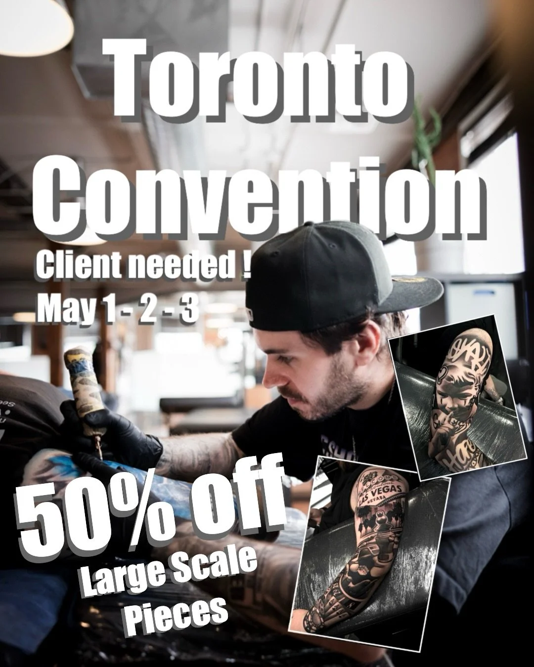 50% off large scale pieces (two or more days of the convention) for Toronto May 1st - 3rd ! Customs or Pre drawn designs, DM me if you&rsquo;re interested! 

@nixtattooshow 
@obscura.tattoo 

#torontotattoo #torontotattooartist #tattooconvention #tat