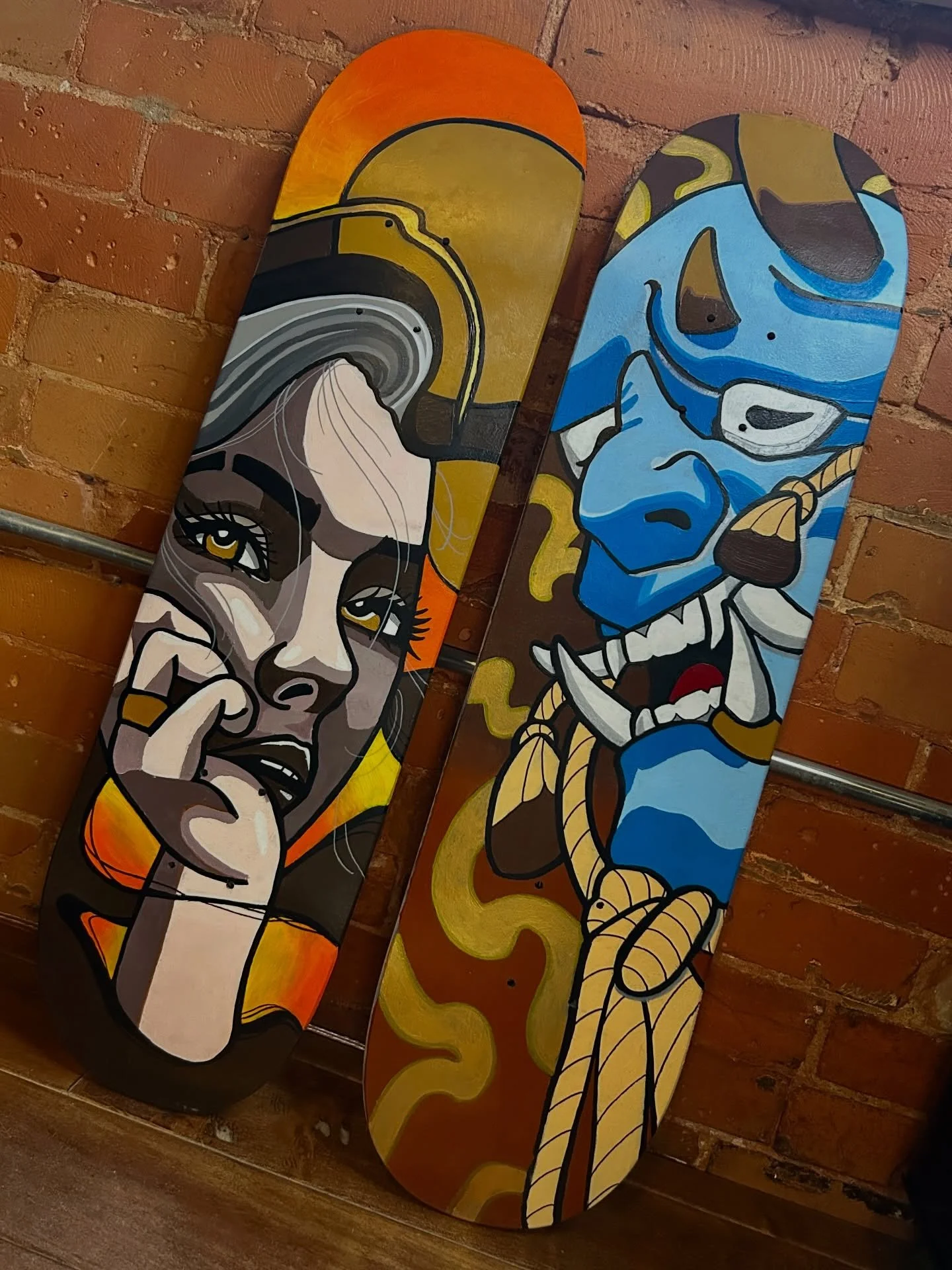 Two boards up for sale ❤️&zwj;🔥 this was my first ever time trying to paint, I&rsquo;ll definitely be putting up more soon, I enjoyed these so much ! 

If you&rsquo;re interested send me a DM, I&rsquo;ll also be taking these to @nixtattooshow if the