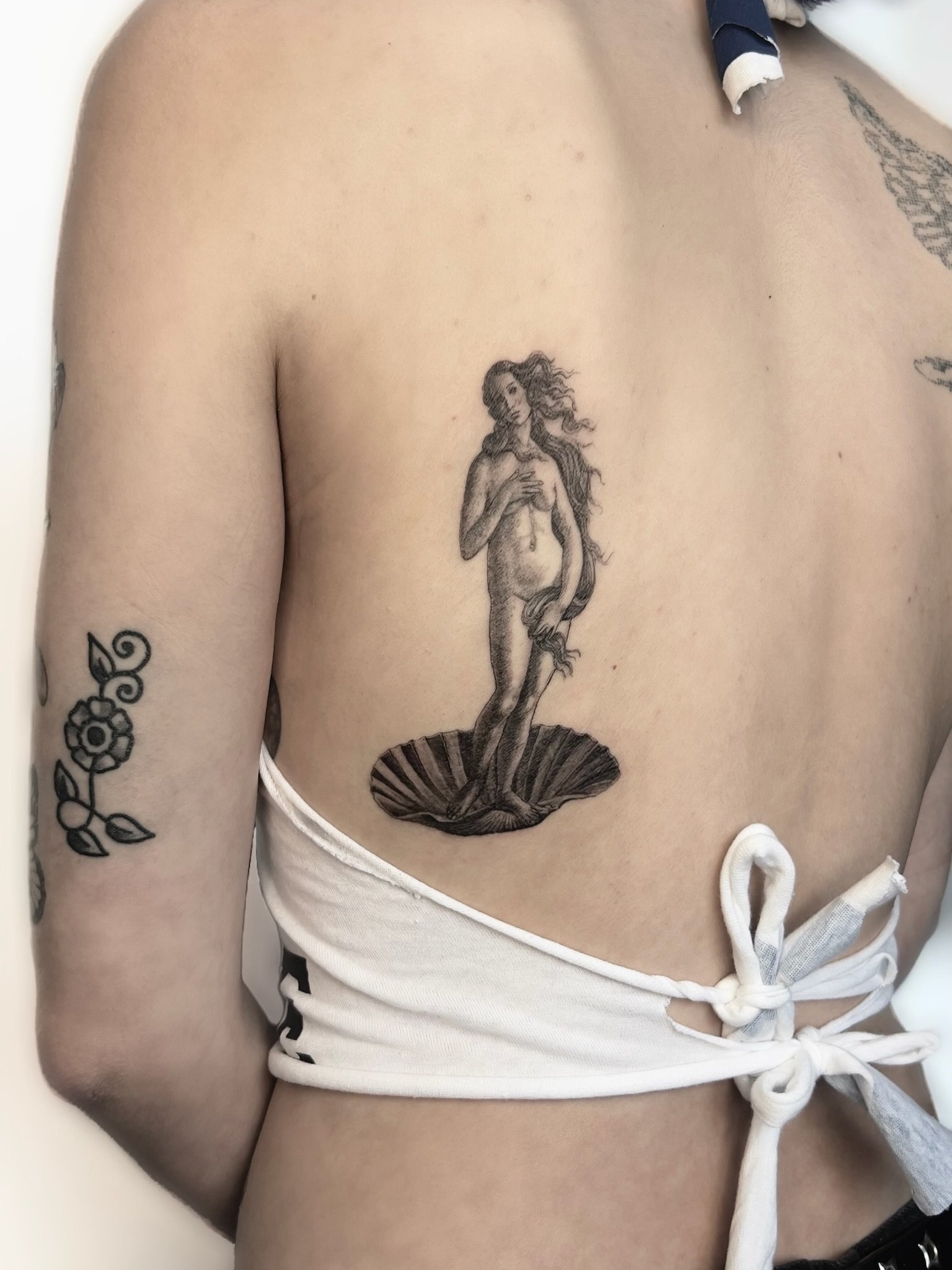 Birth of Venus by @airo.tattoo 🎨
.
.
.
Artist: @airo.tattoo 
Studio: @obscura.tattoo 
.
.
.
#ottawatattoo #ottawaartist #obscuratattoo #finelinetattoo
