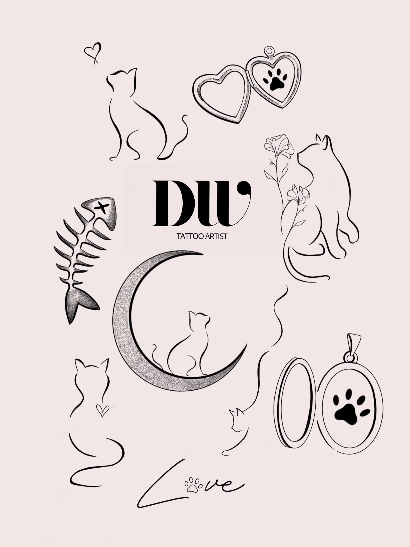 @darienwrona.tattoo Cat Flashes for our cat flash event happening on Saturday June 13th! Come get a tattoo and help support @furrytalesrescue 🐈
.
#ottawatattoo #ottawaartist #tattooflash #obscuratattoo #cattattoo