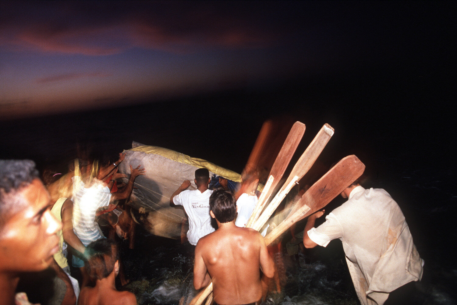  First night of the balsero boat people crisis in Cuba in which some 35.000 left the island. 