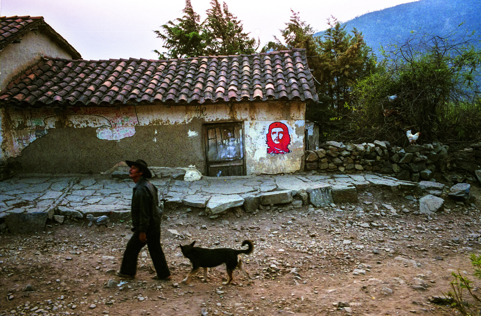  Che Guevara painting (after the photo of Alberto Korda) in La Higuera, where Che spent his last night and was executed on Oct9, 1967. 