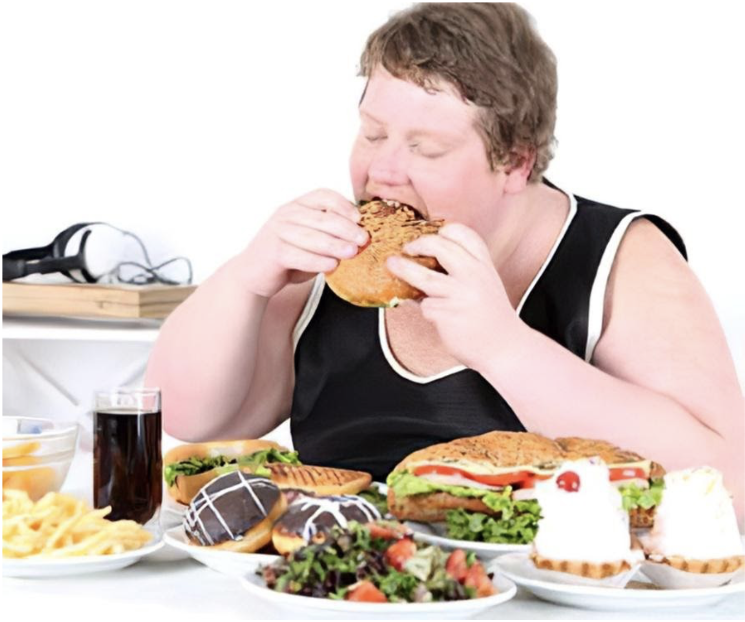 Сильная отрыжка едой. Неправильное питание. Плохое питание. Ожирение. Неправильное питание и ожирение.