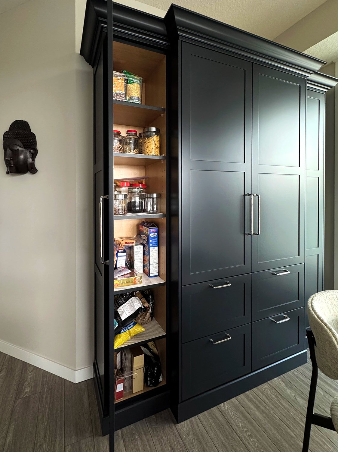 A custom built-in pantry storage is a smart solution for small spaces, maximizing storage, reducing clutter, and supporting organized, stress-free living