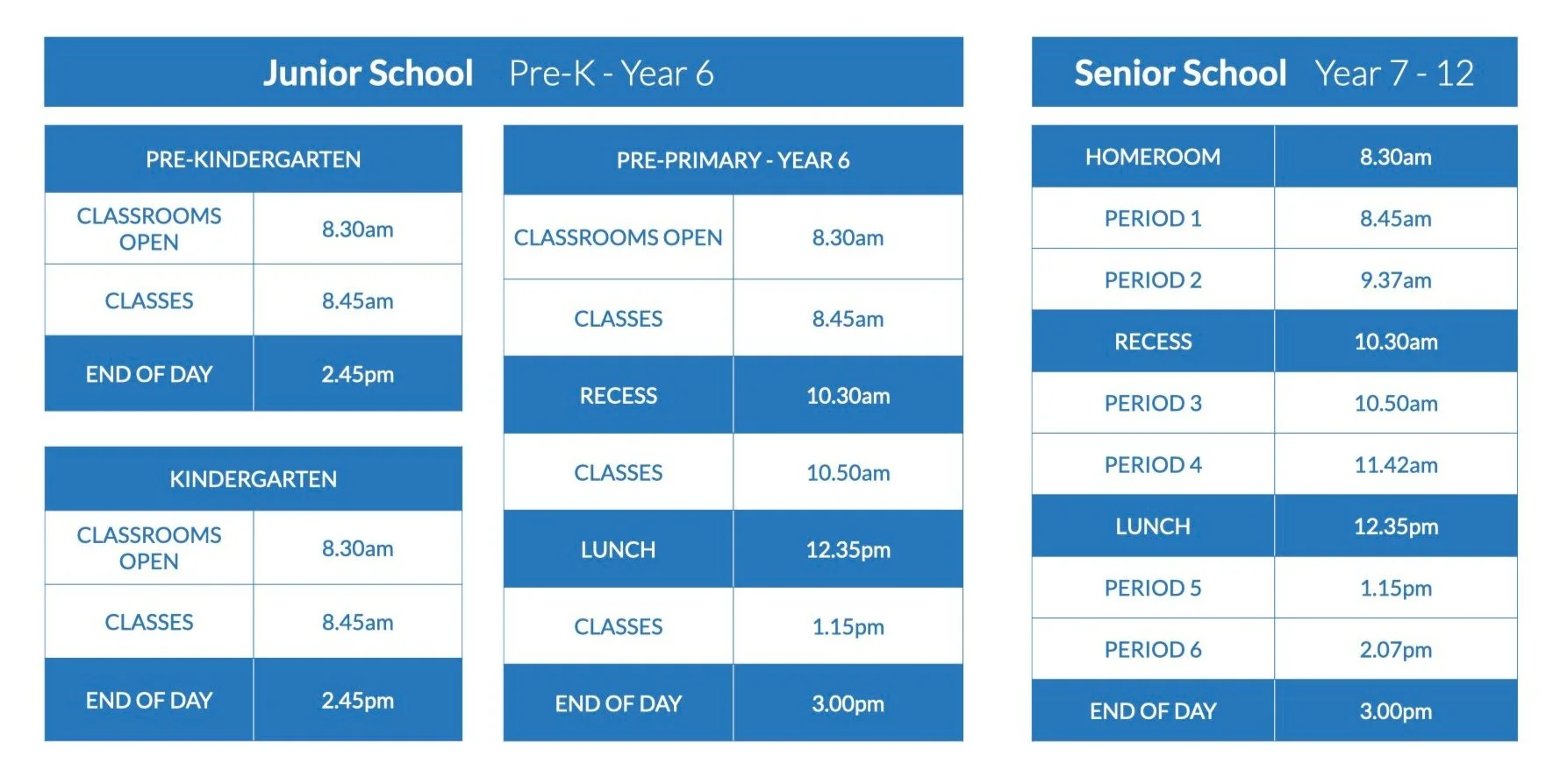 Bell Times — Mother Teresa Catholic College