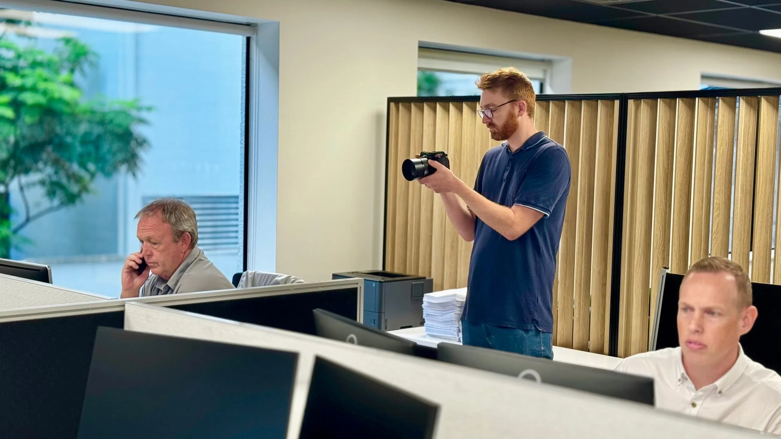 Filming in an office
