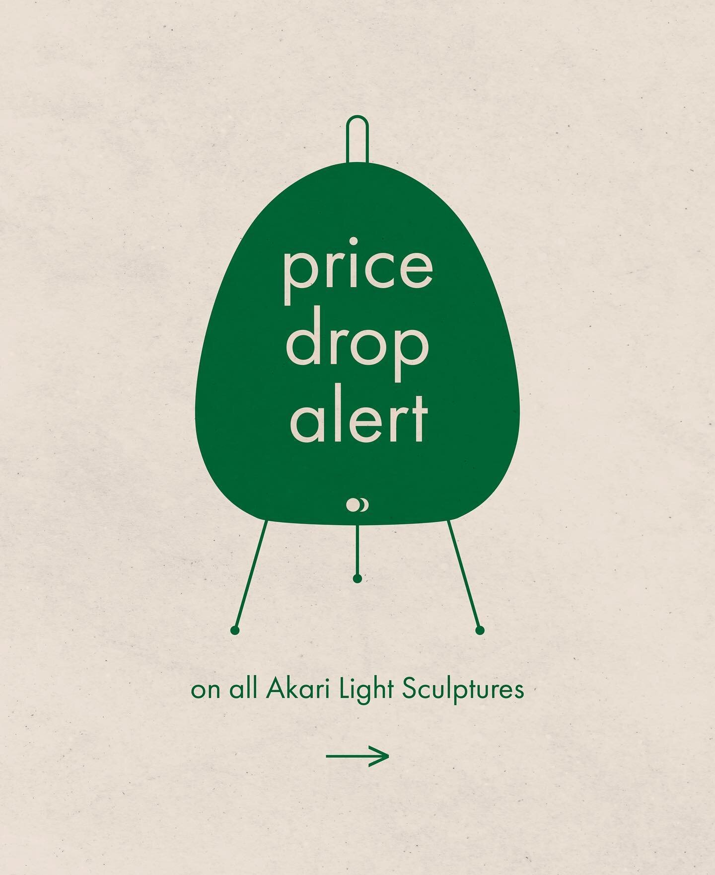 Price drop alert! Some of our favorite Akari Light Sculptures are back in stock, in new and lower prices! 

Explore the collection online - link in bio.