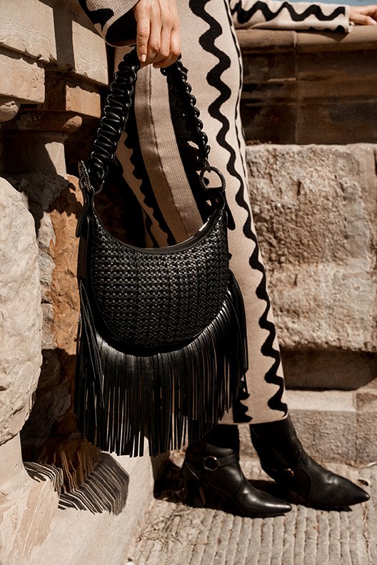 Luna Shoulder Bag Italian Woven Leather Sieme,