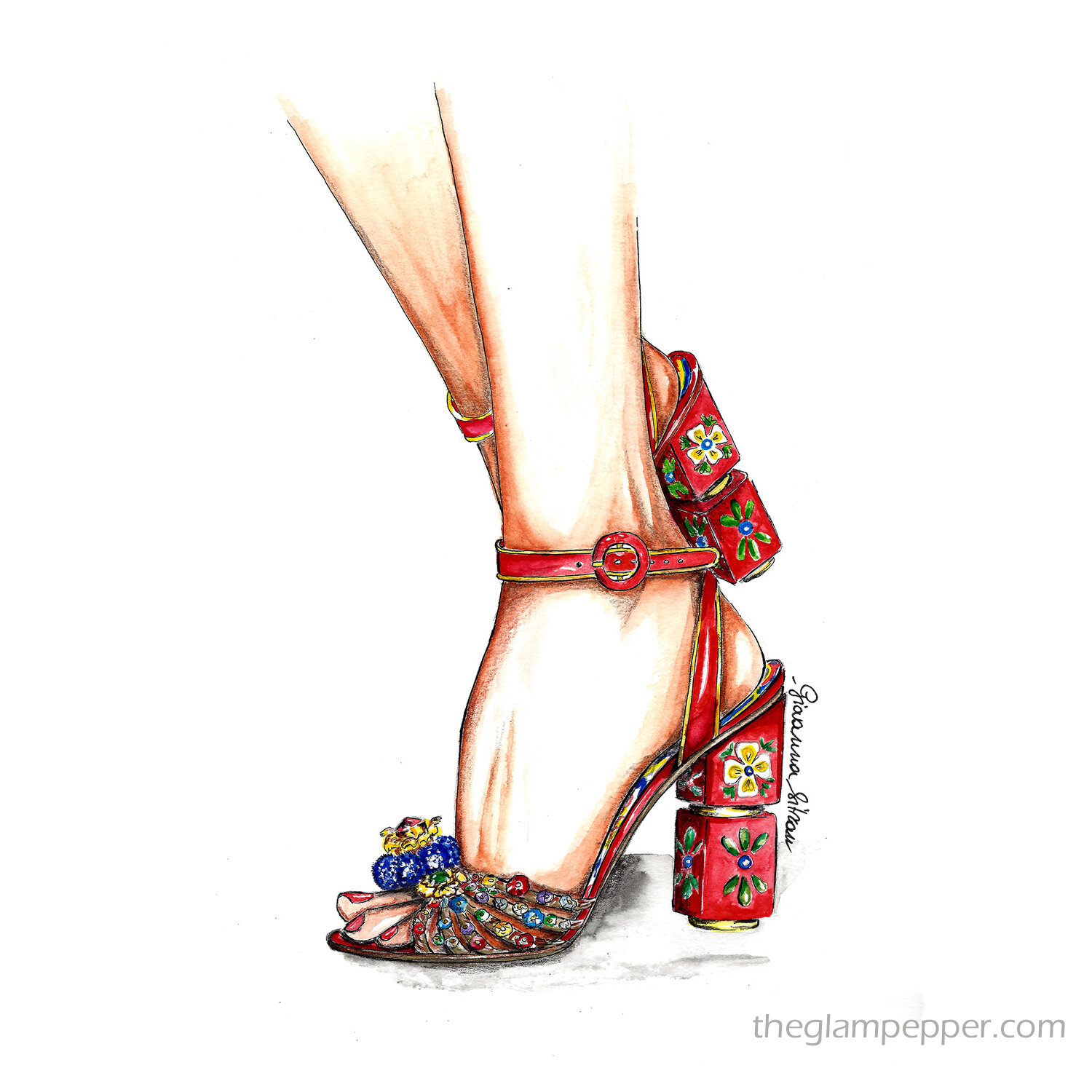 Fashion illustration| Dolce & Gabbana sandals