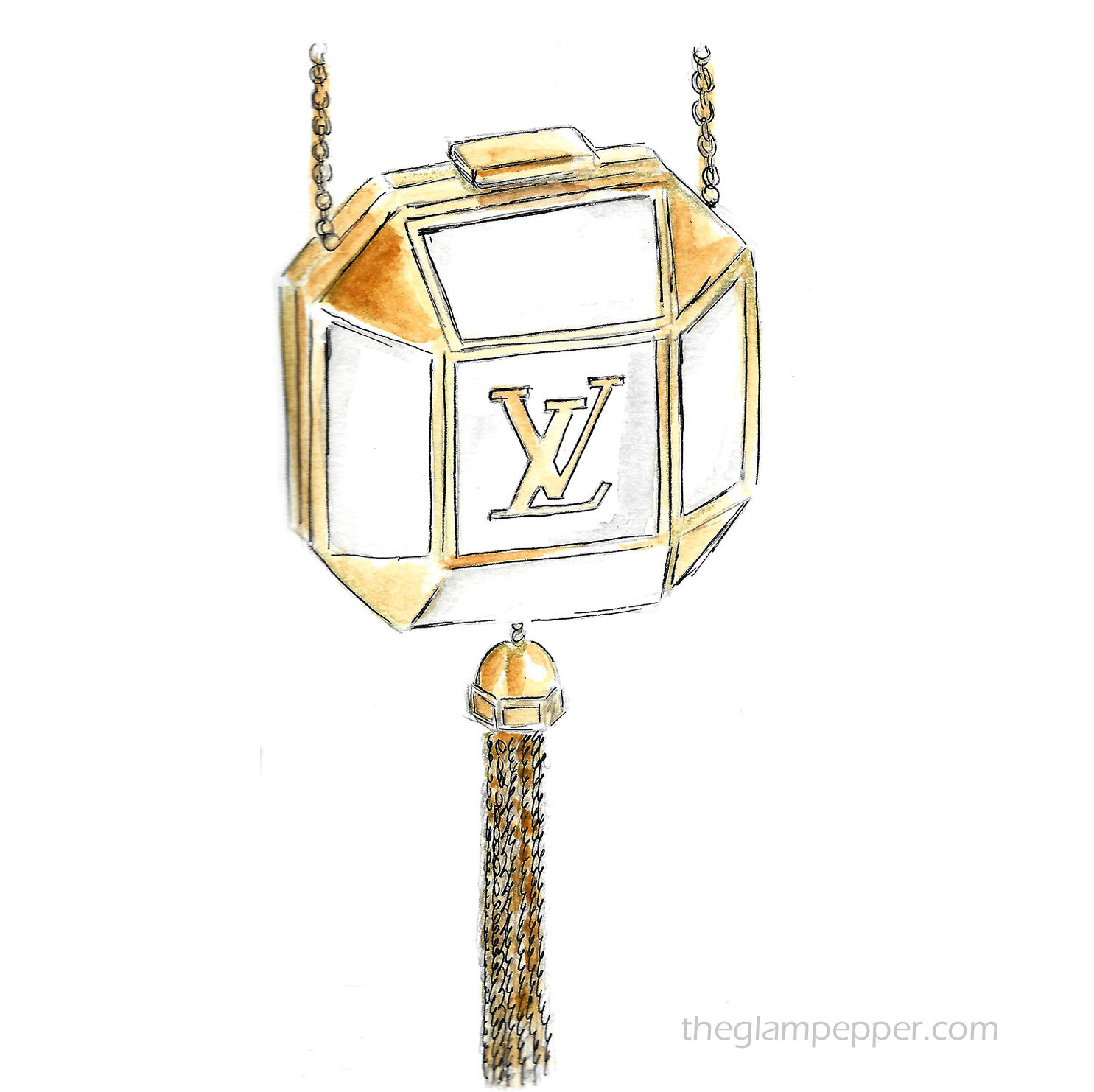 Fashion illustration| Minaudière Petite Bijou gold minibag by Louis Vuitton