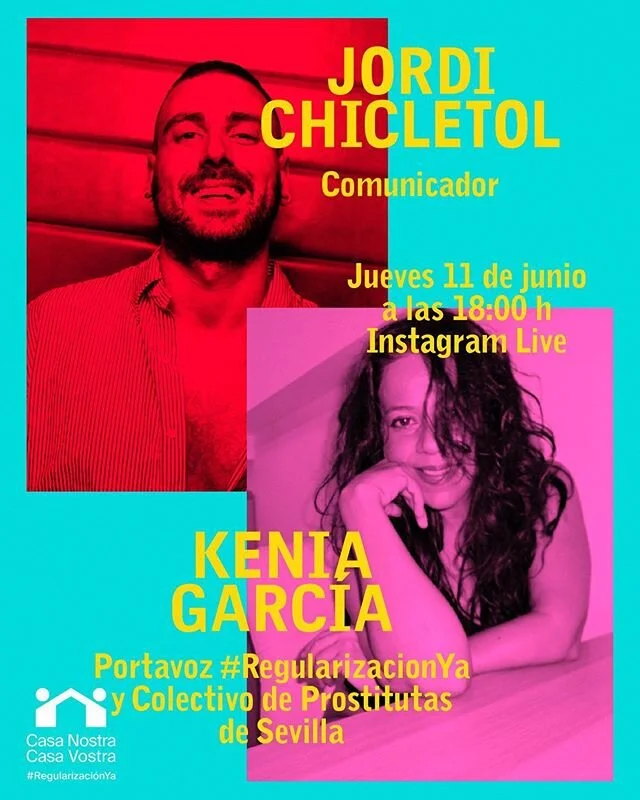 🎤🤓 ma&ntilde;ana a las 18h estar&eacute; en Instagram LIVE conversando con Kenia -portavoz de #RegularizacionYA y el colectivo de prostituas en Sevilla-, debatiendo y analizando qu&eacute; supone ser trabajadora sexual, inmigrante y sin papeles en 