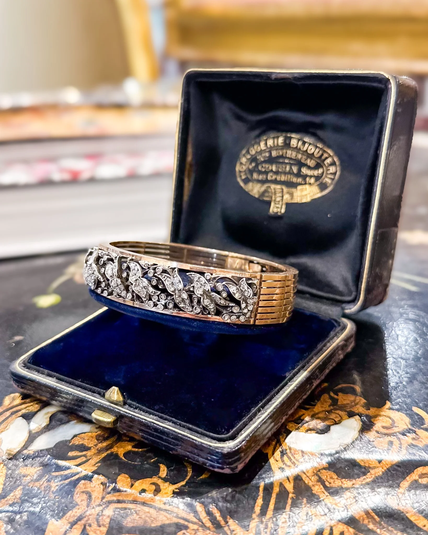 Bracelet Napoléon III en Or Rose, Argent et Diamants