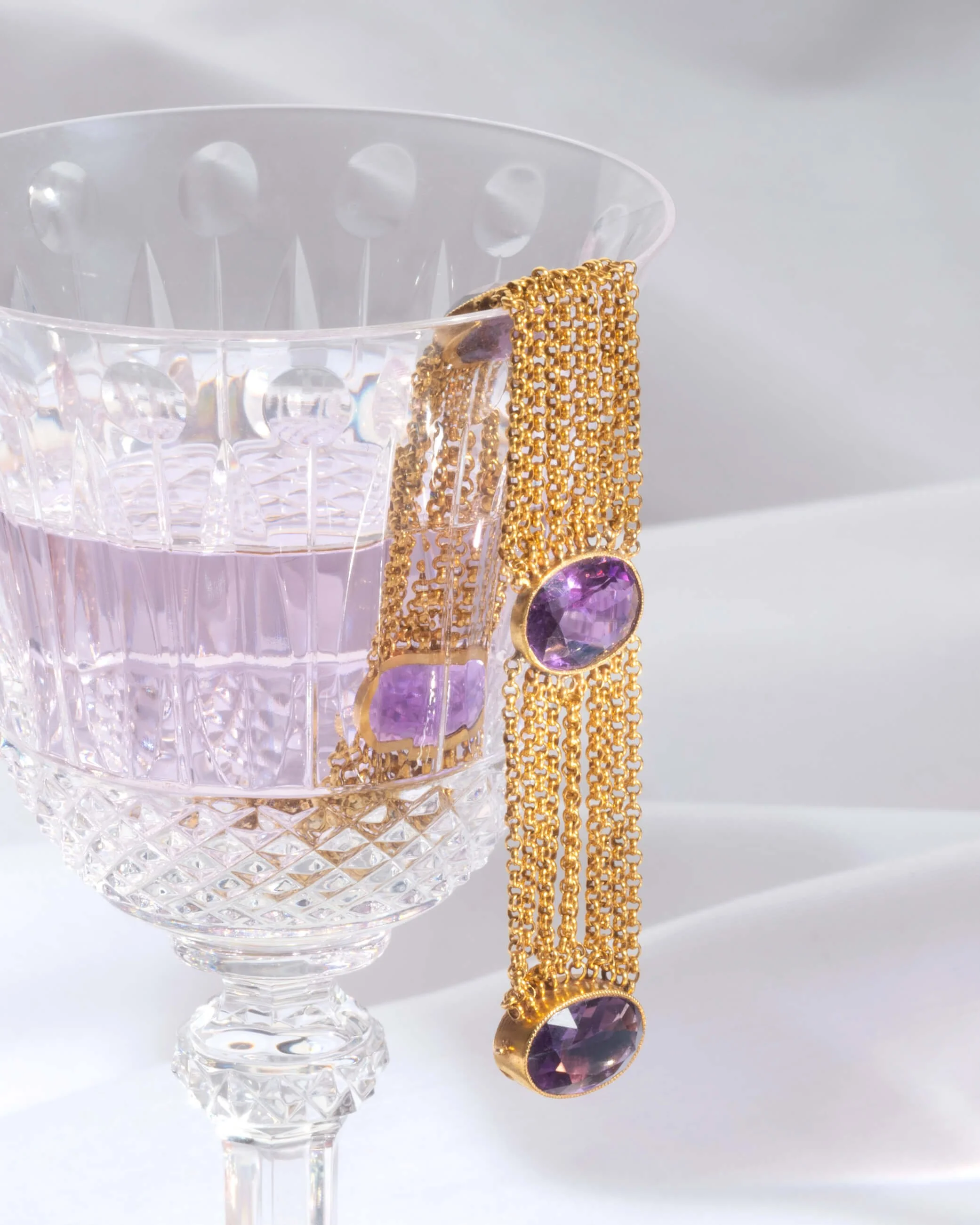 Bracelet Maille Jaseron et Améthystes - Époque Napoléon III