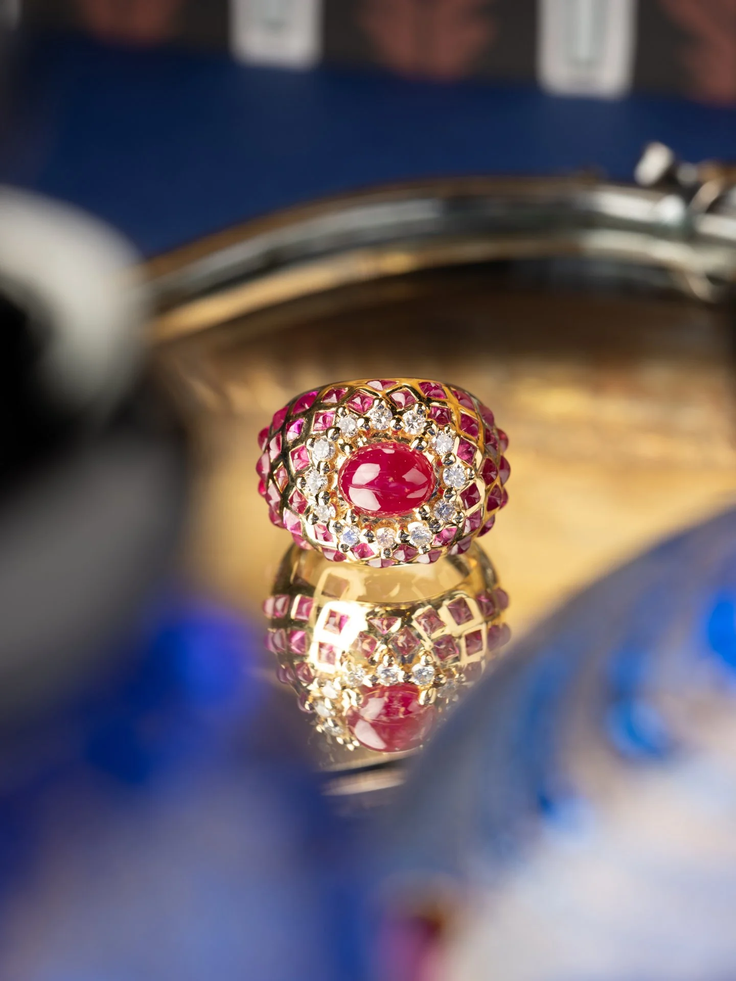 Bague Boule Rubis et Diamants