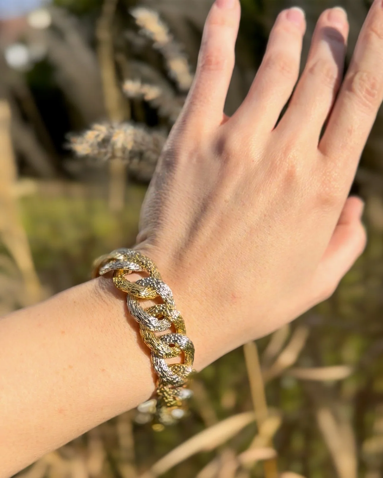 Bracelet Gourmette en Or Bicolore