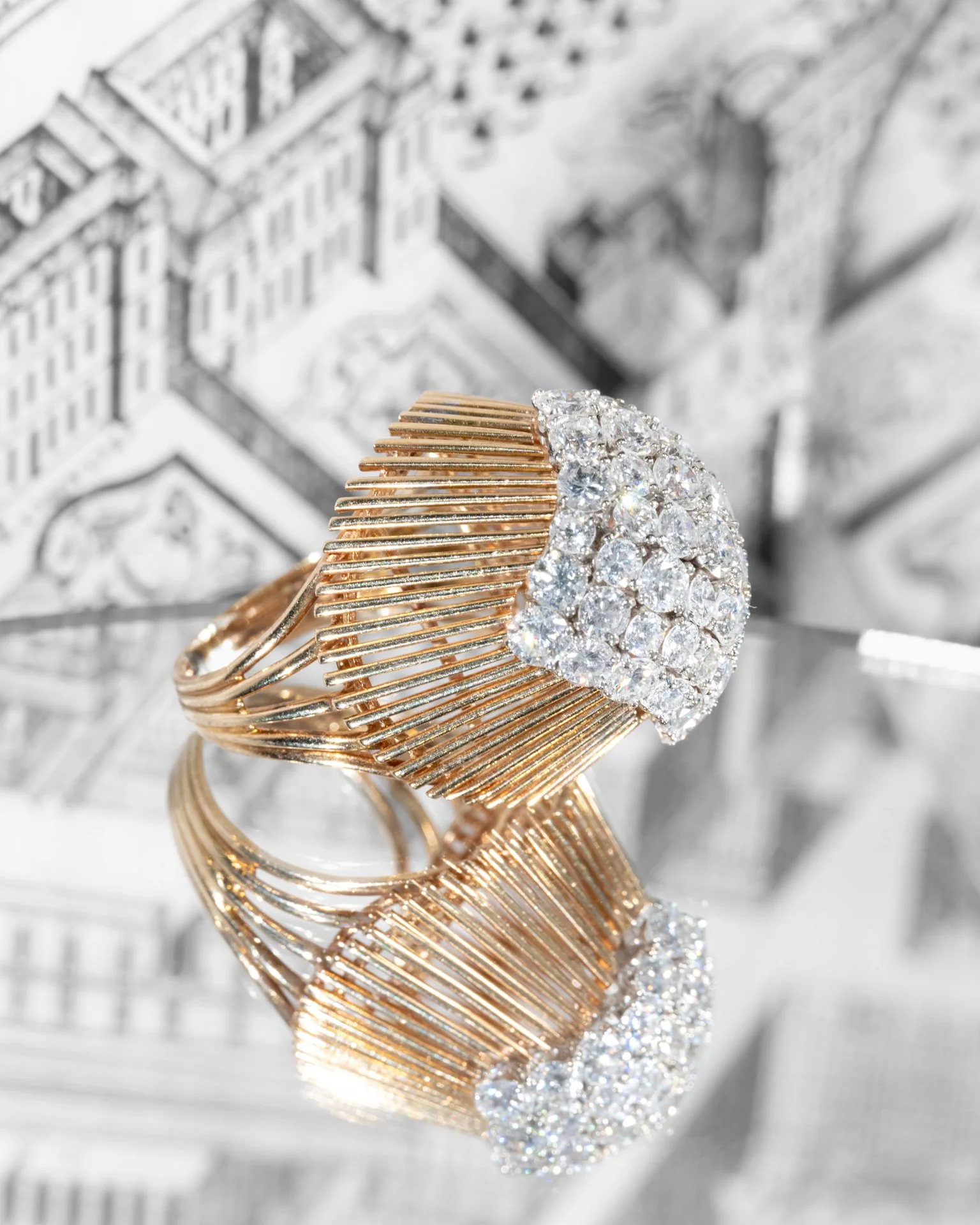 Bague cocktail en or et diamants