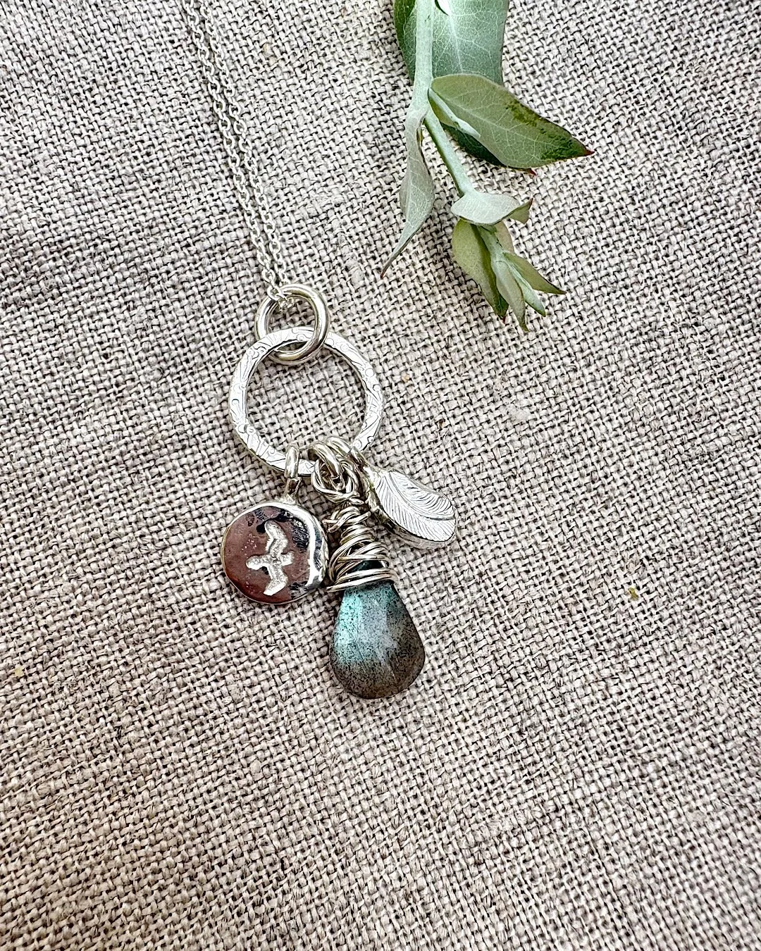 Silver Bird and Feather Necklace: Taking Flight