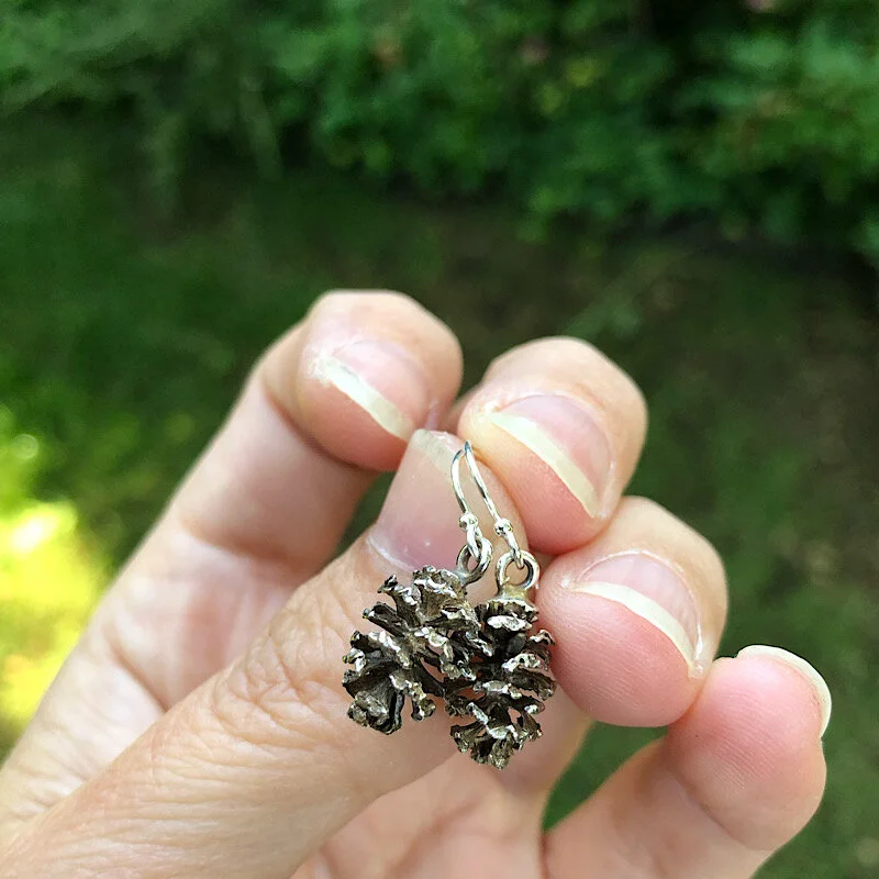 sterling silver alder cone earrings