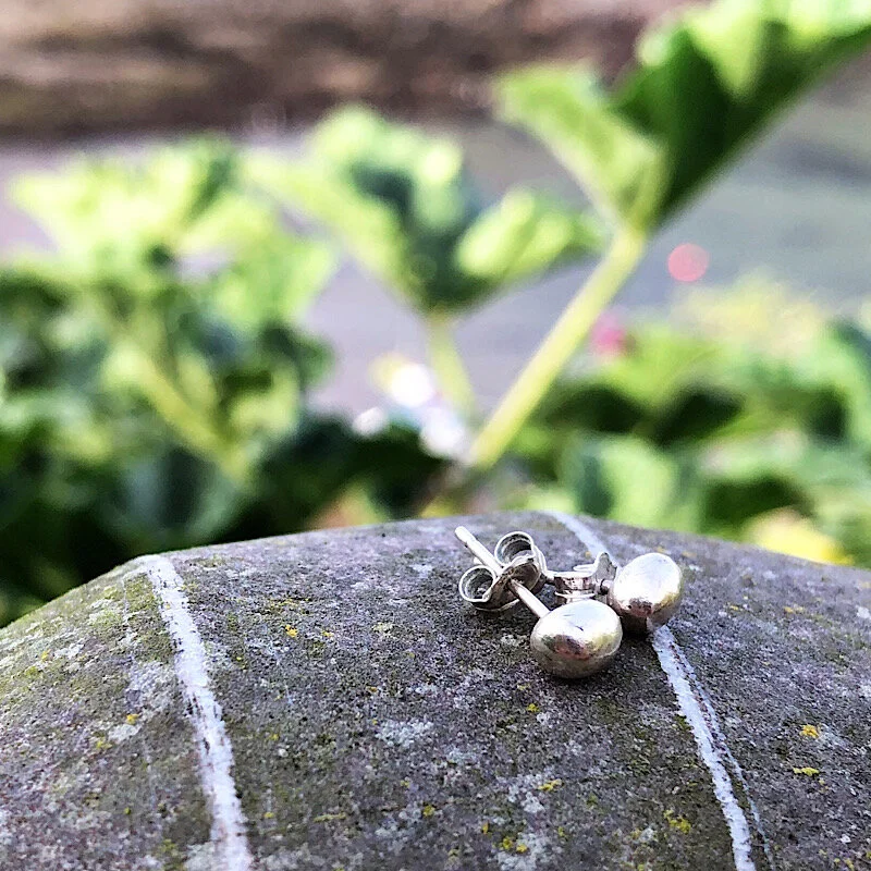 sterling silver pebble earrings