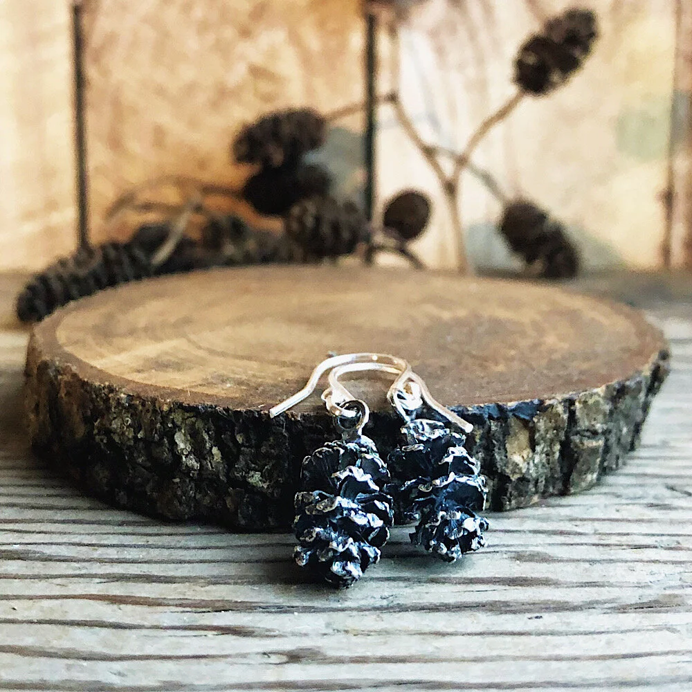 alder cone earrings sterling silver handmade