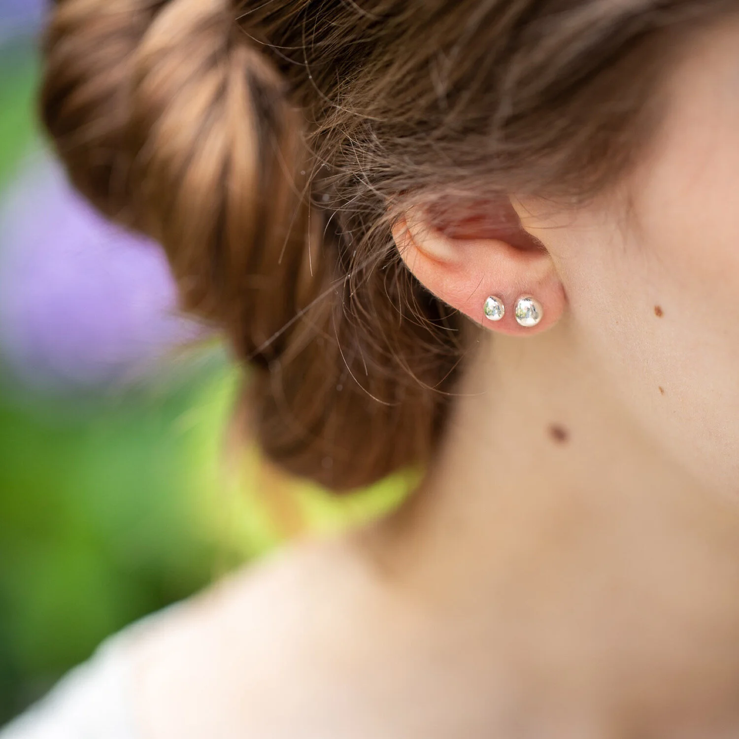sterling silver pebble earrings set of two for piercings
